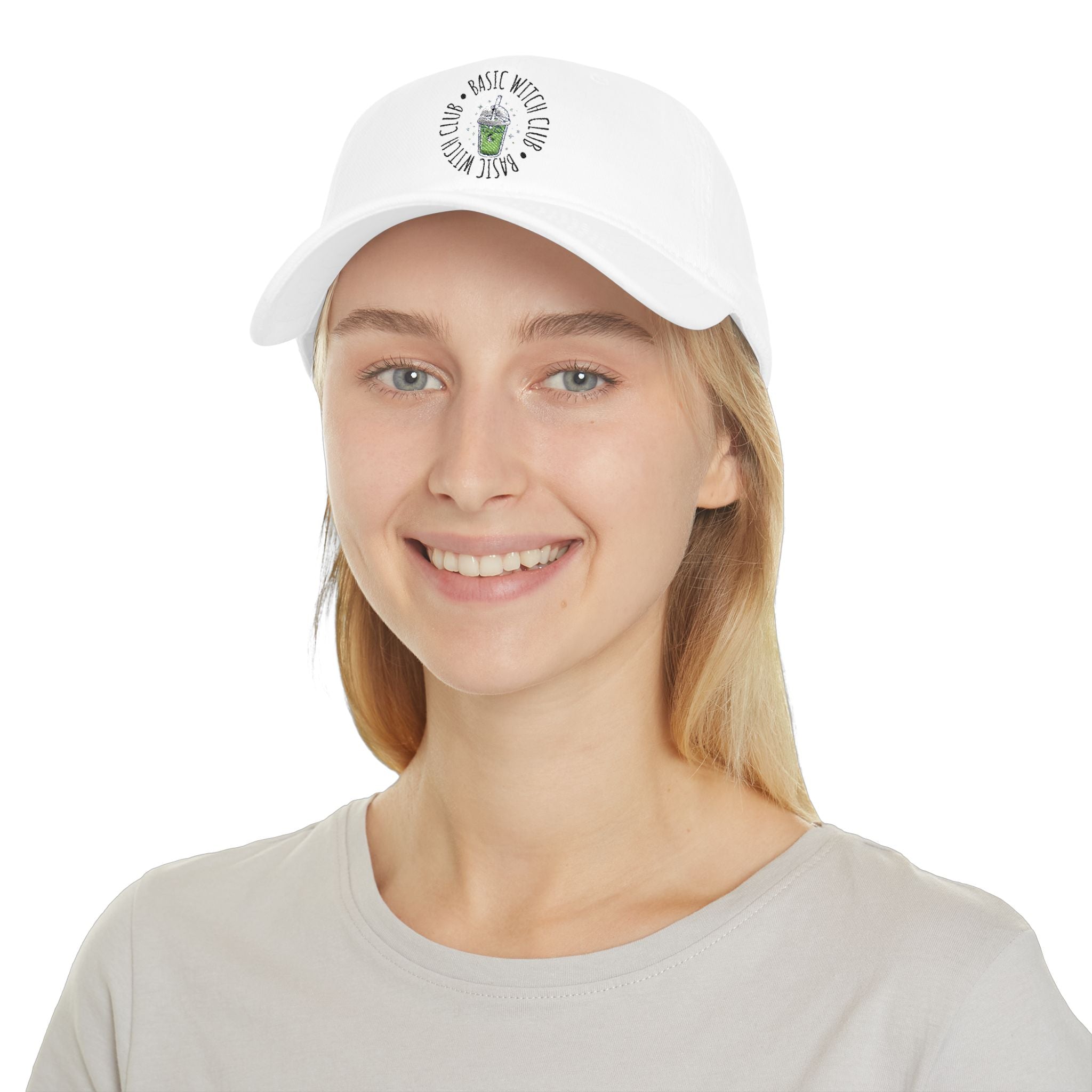 BASIC WITCH CLUB Matcha Emblem — Low Profile Embroidered Baseball Cap