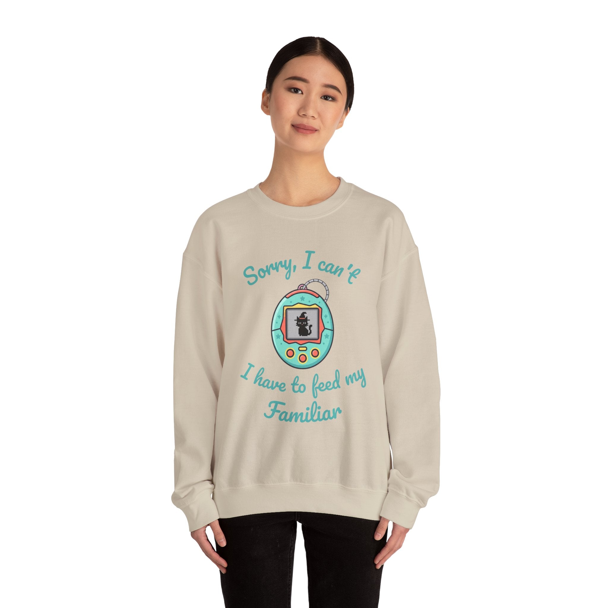 "Sorry I can't, I have to feed my familiar" cute retro virtual pet — Crewneck Sweatshirt