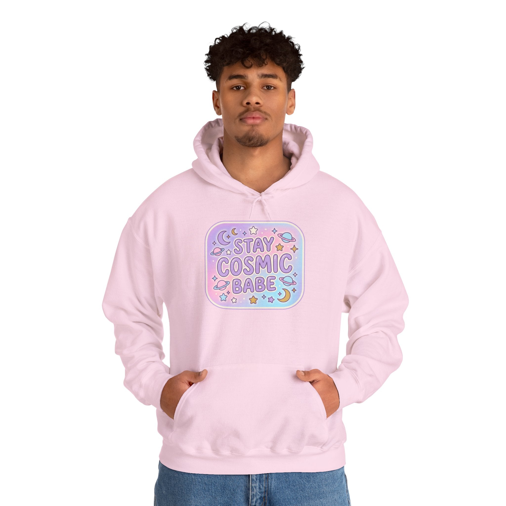 Hoodie — "Stay Cosmic Babe" Pastel Space Graphic Hoodie
