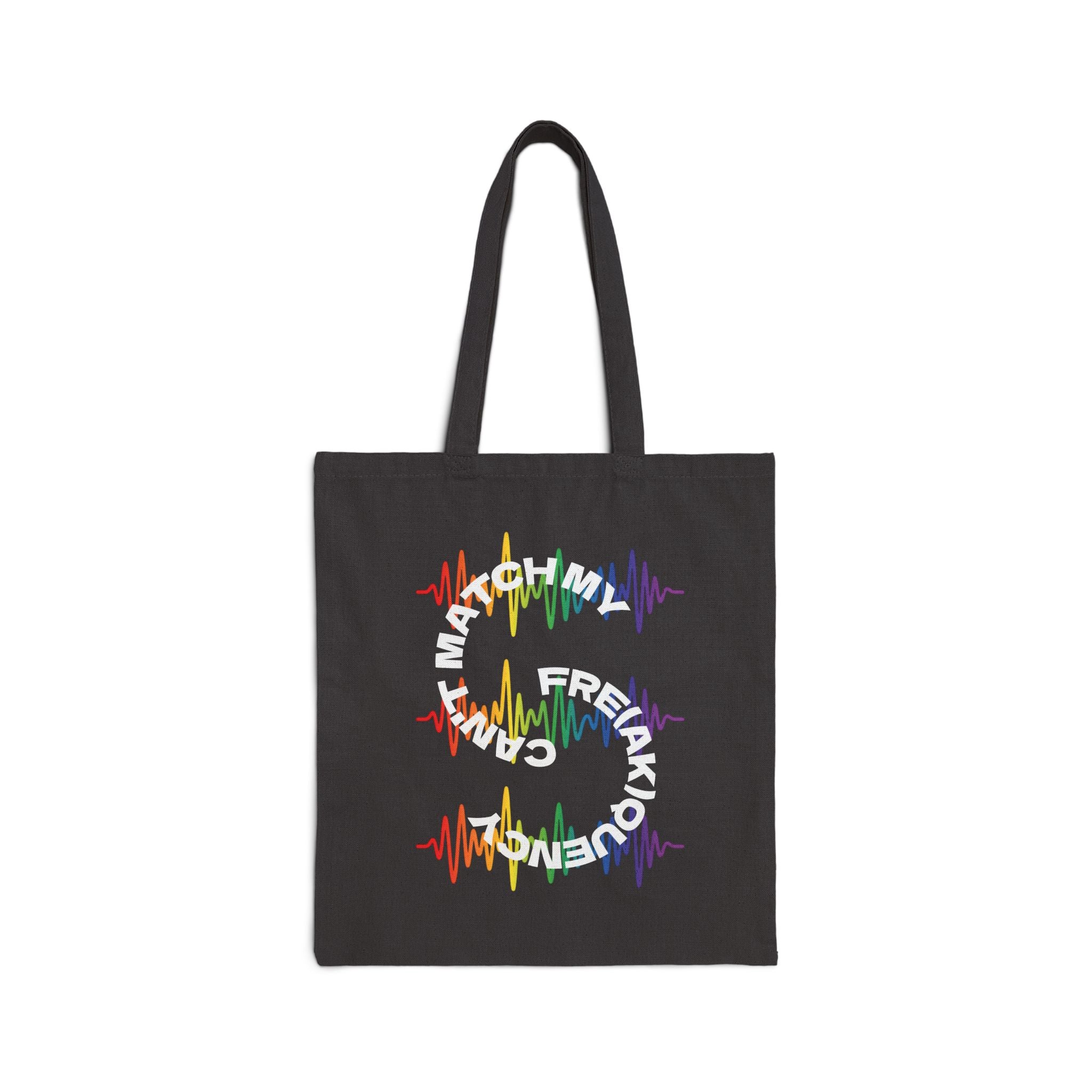 Rainbow Soundwave 'Can't Match  My Fre(ak)quency' Graphic — Canvas Tote Bag
