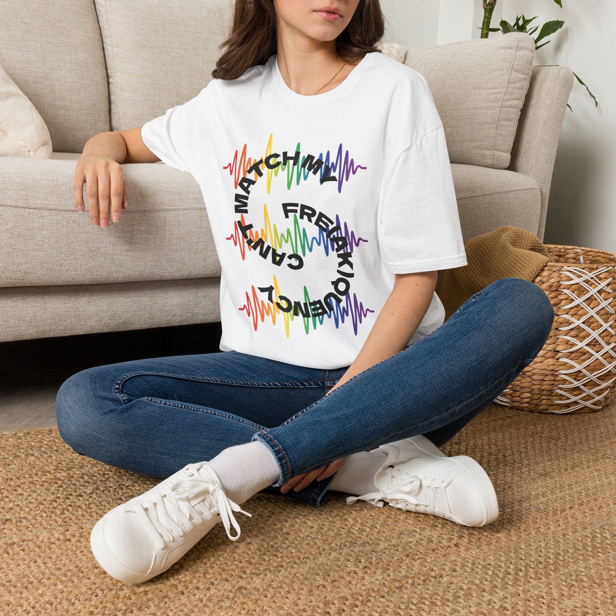 Rainbow Soundwave 'Can't Match  My Fre(ak)quency' Graphic — Unisex T-Shirt
