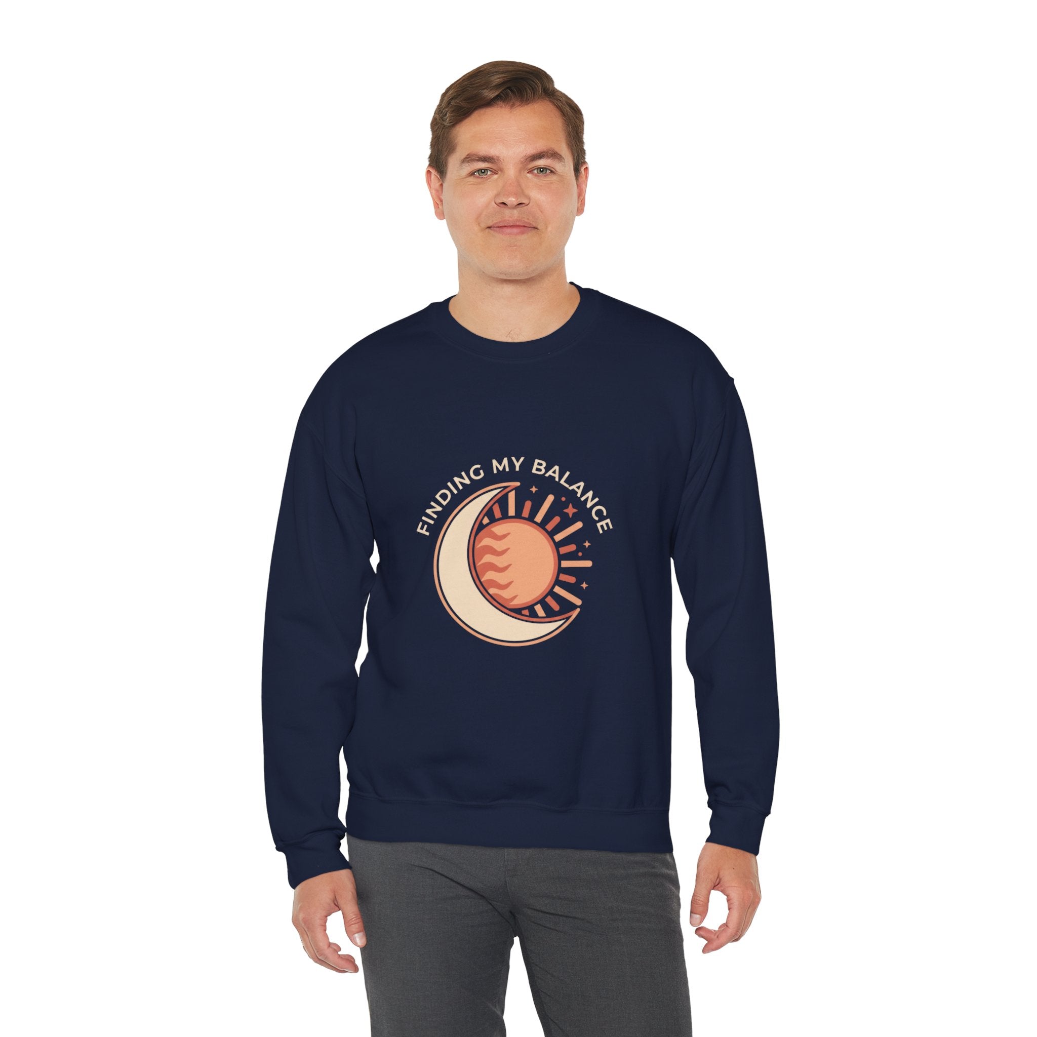 Sun & Moon Minimalist Crewneck Sweatshirt — "Finding my Balance"