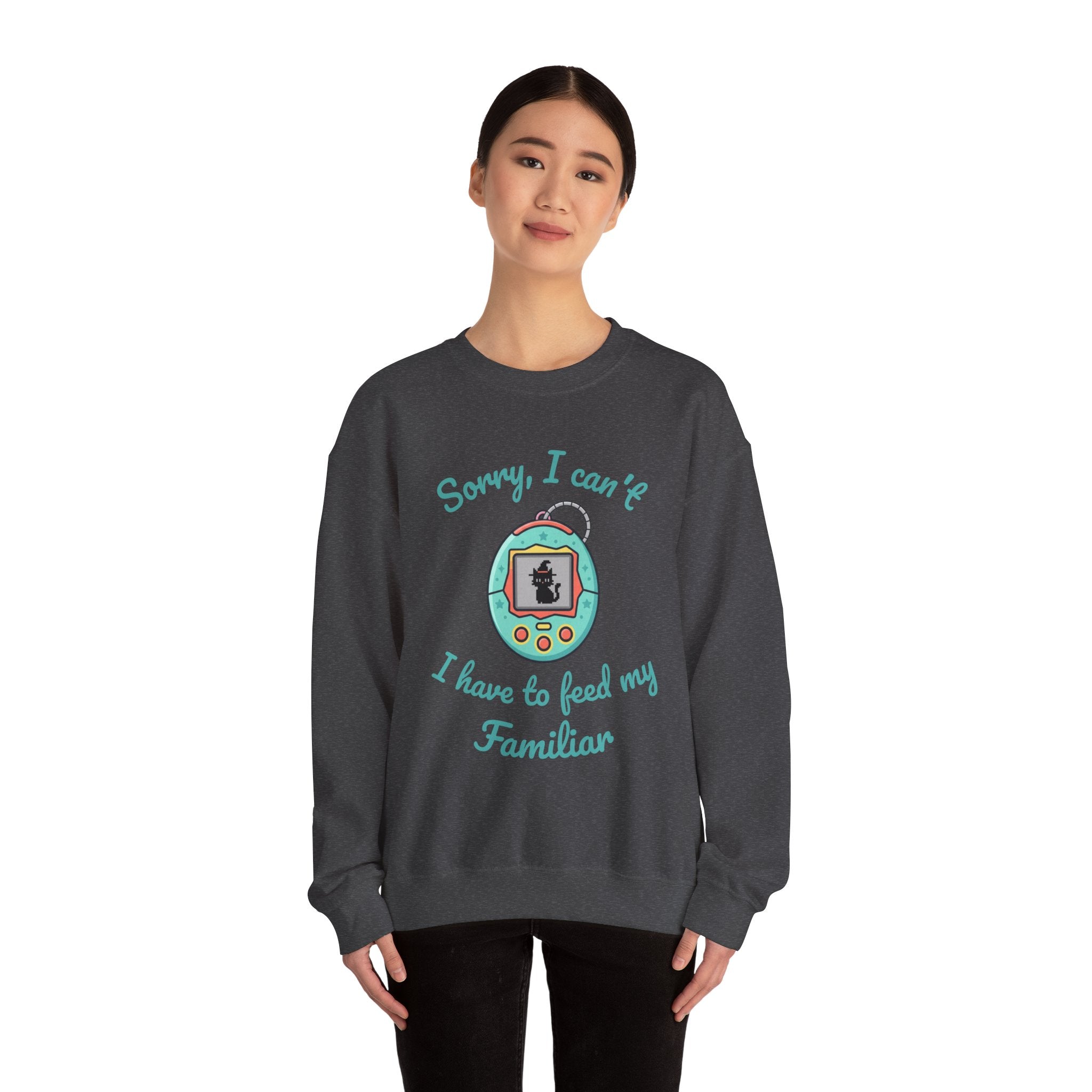 "Sorry I can't, I have to feed my familiar" cute retro virtual pet — Crewneck Sweatshirt