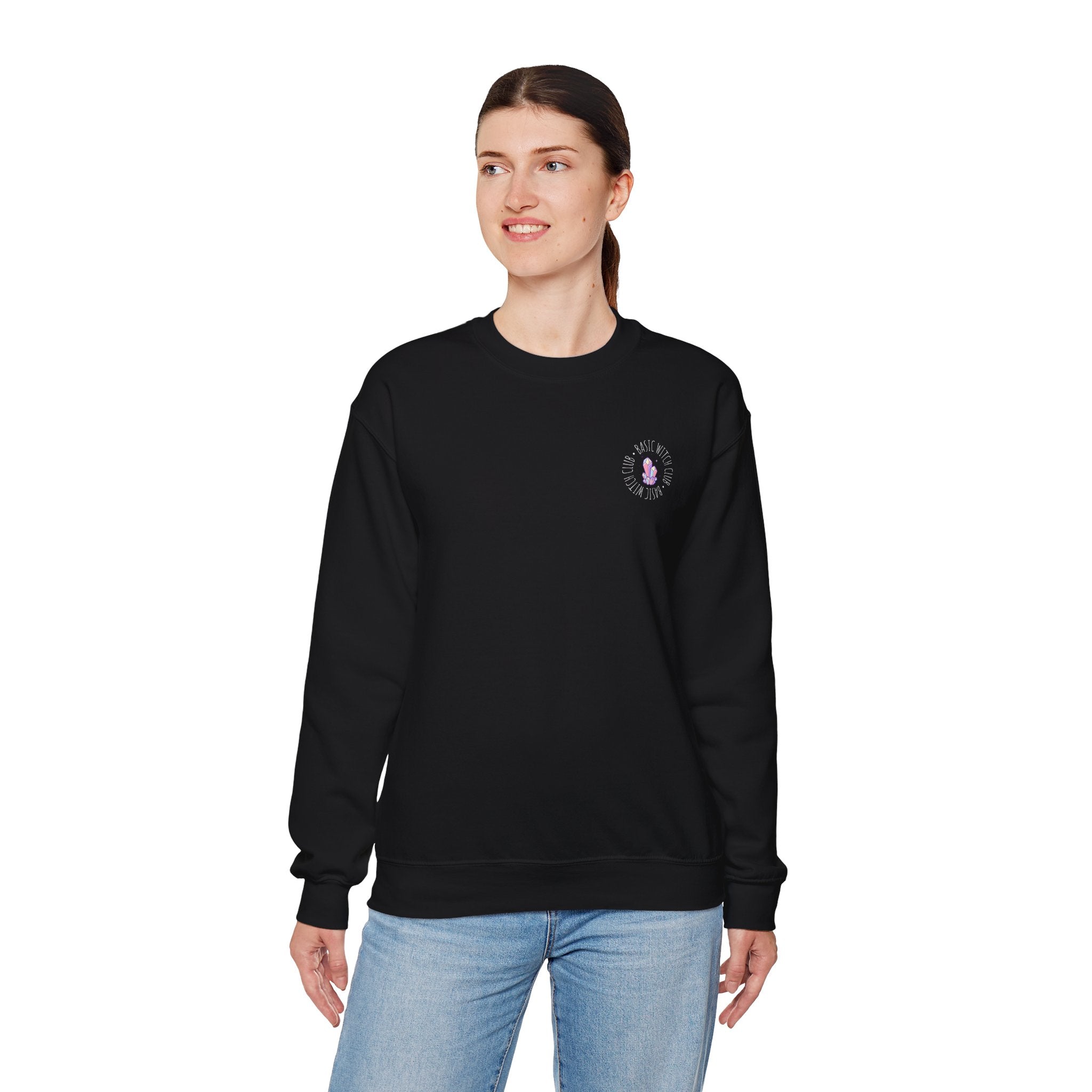 BASIC WITCH CLUB Crystal Cluster Emblem — Crewneck Sweatshirt