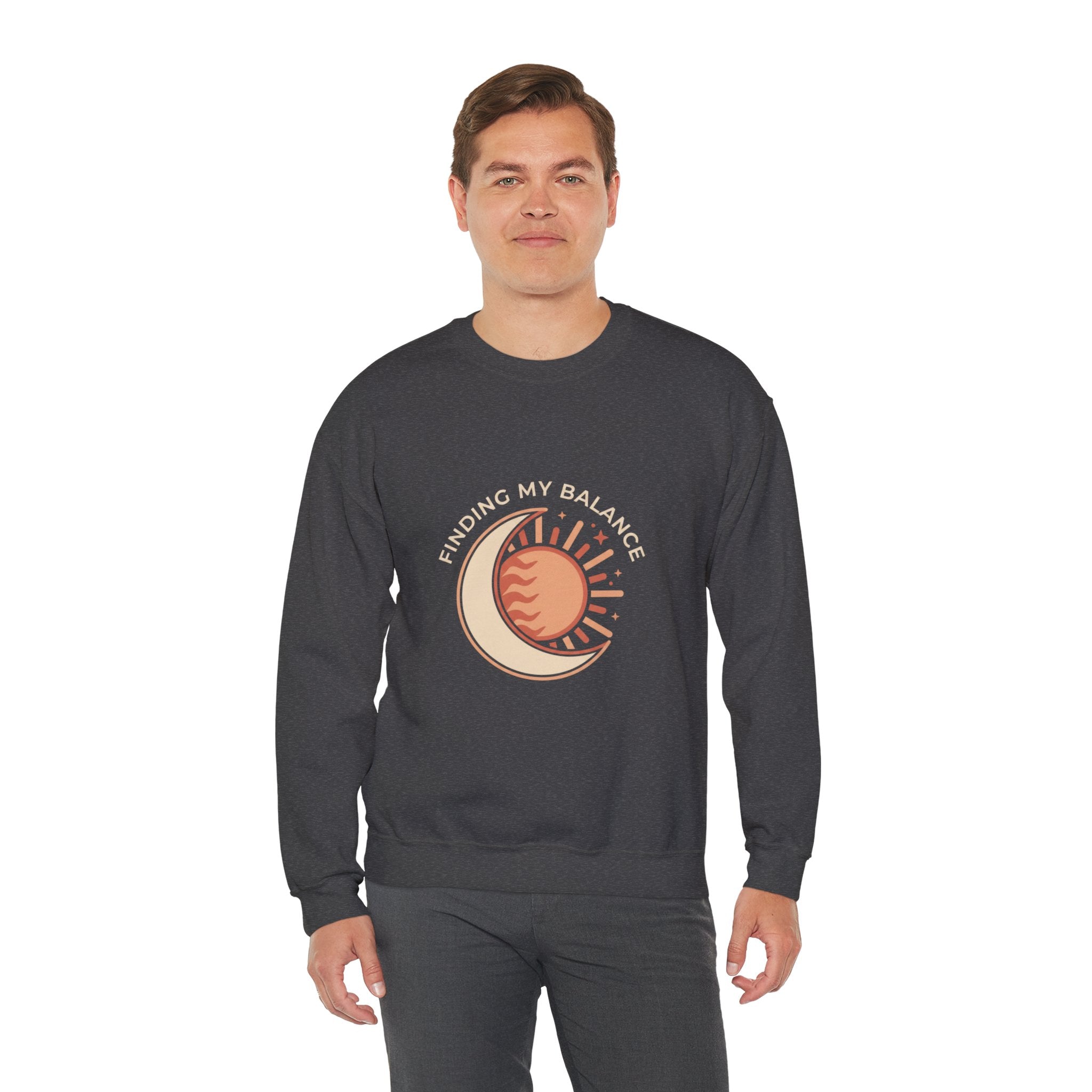 Sun & Moon Minimalist Crewneck Sweatshirt — "Finding my Balance"