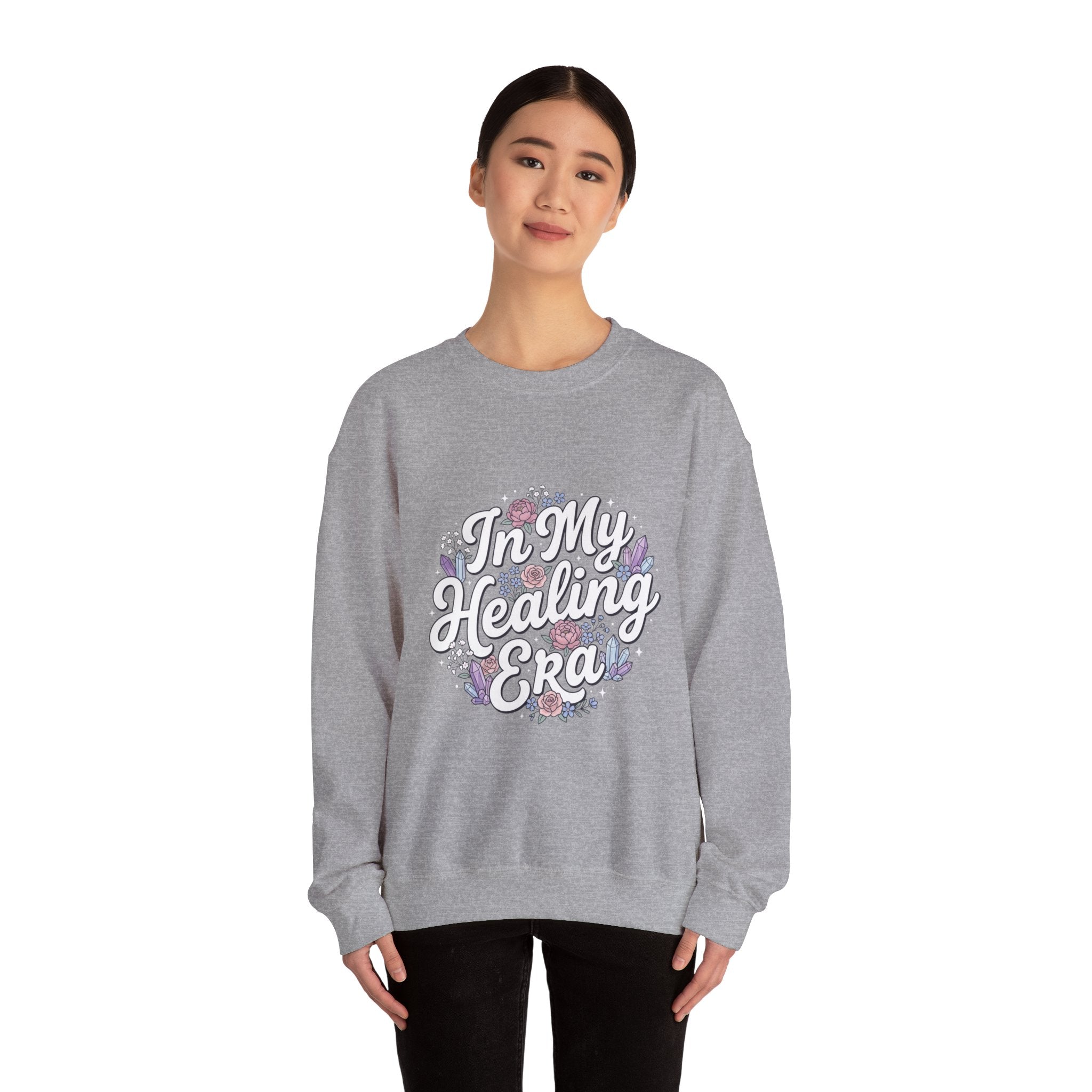 Crewneck Sweatshirt — "In My Healing Era" Floral Comfort Pullover
