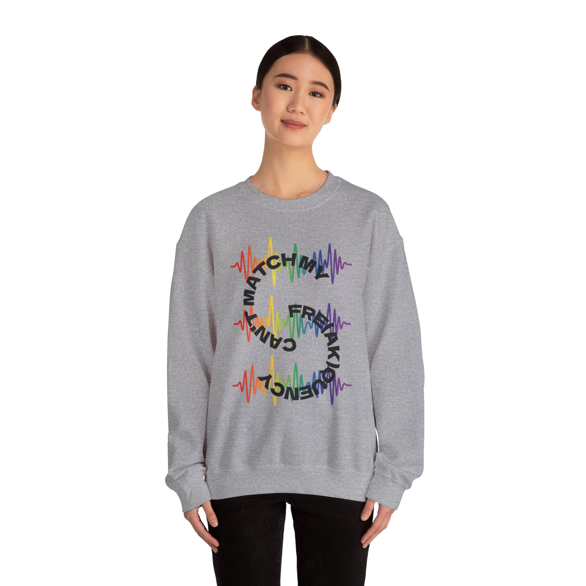 Rainbow Soundwave 'Can't Match  My Fre(ak)quency' Graphic — Crewneck Sweatshirt