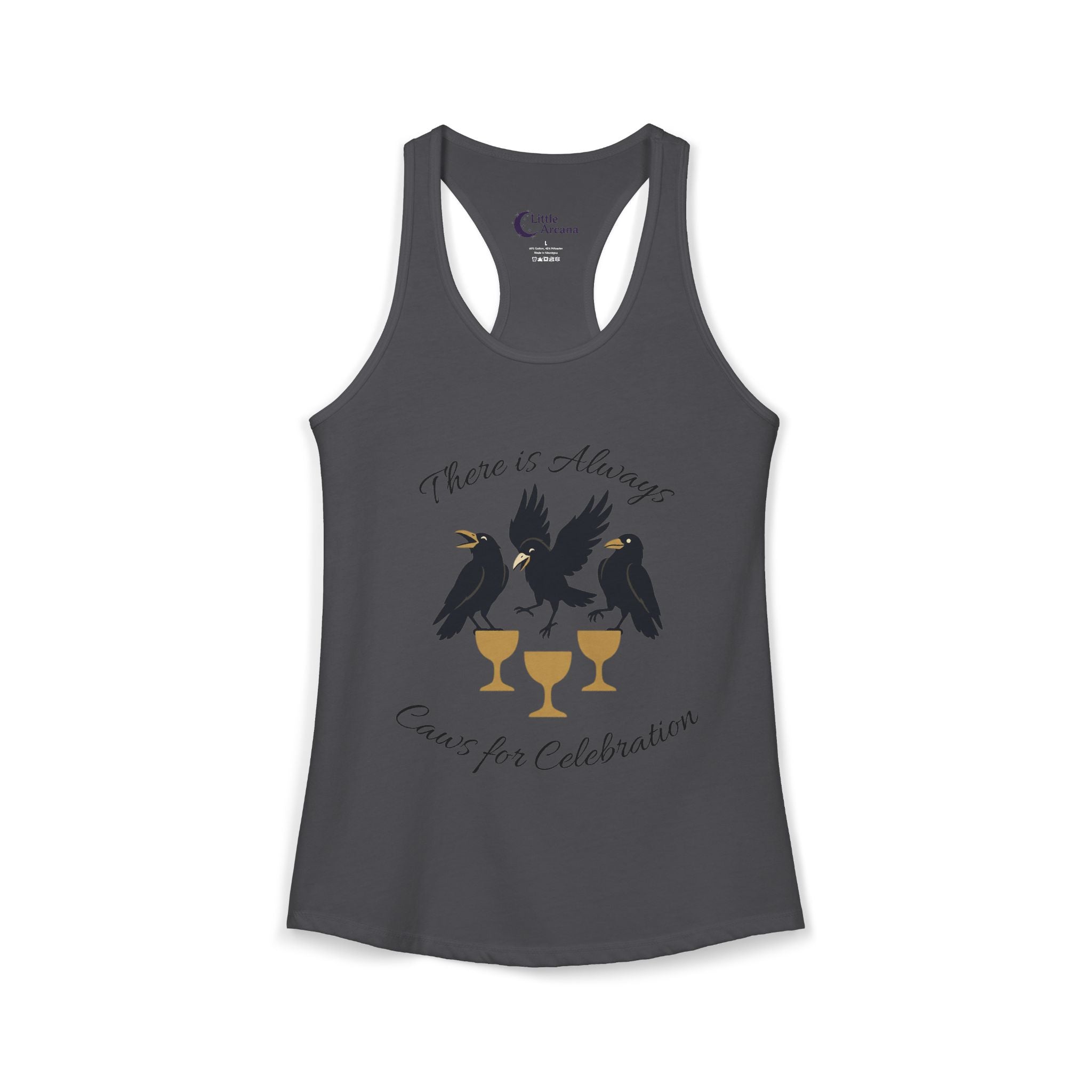 Raven Gathering Women's Racerback Tank — "There Is Always Caws for Celebration"