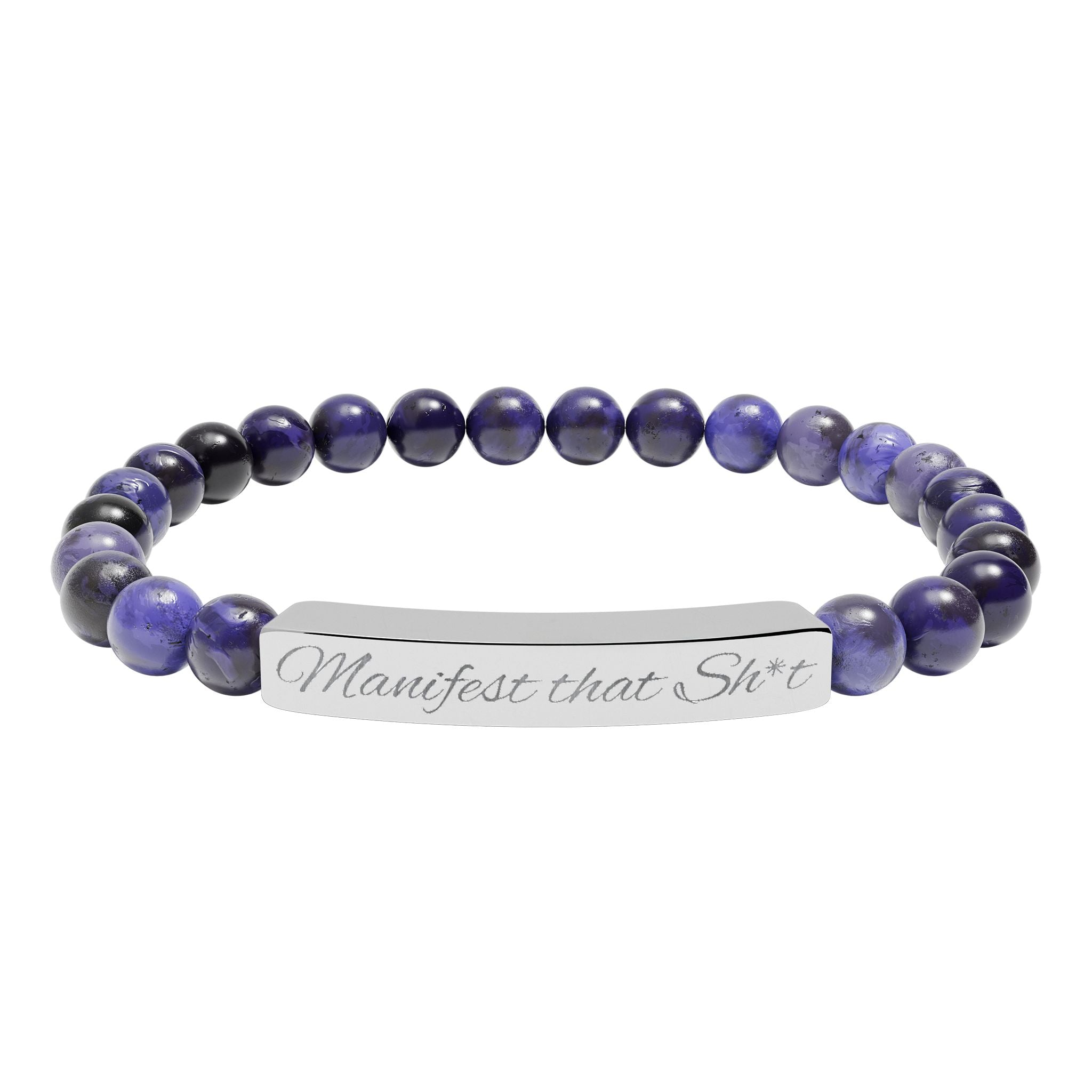 Manifest that Sh*t  —Engraved Natural Stone Stretch Bar Affirmation Bracelet
