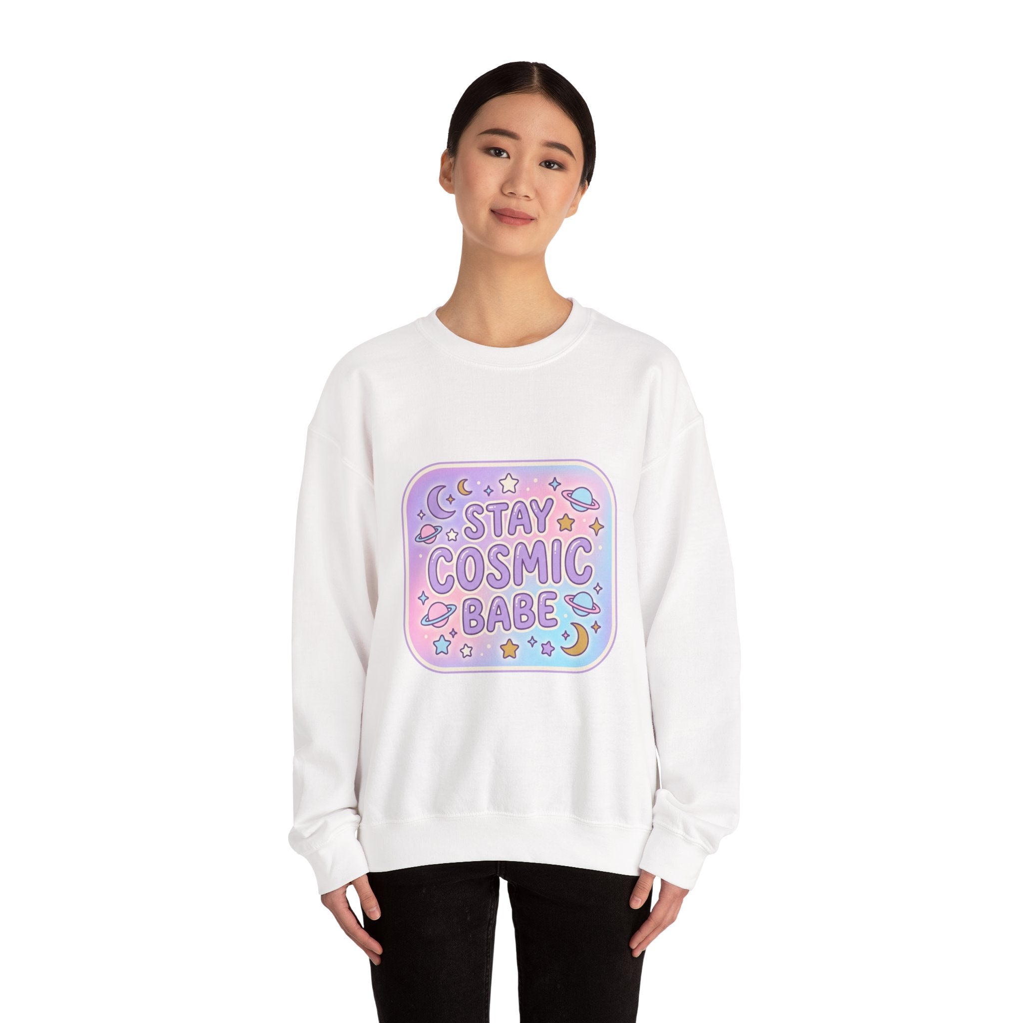 Stay Cosmic Babe Sweatshirt — Pastel Space Crewneck for Women & Teens