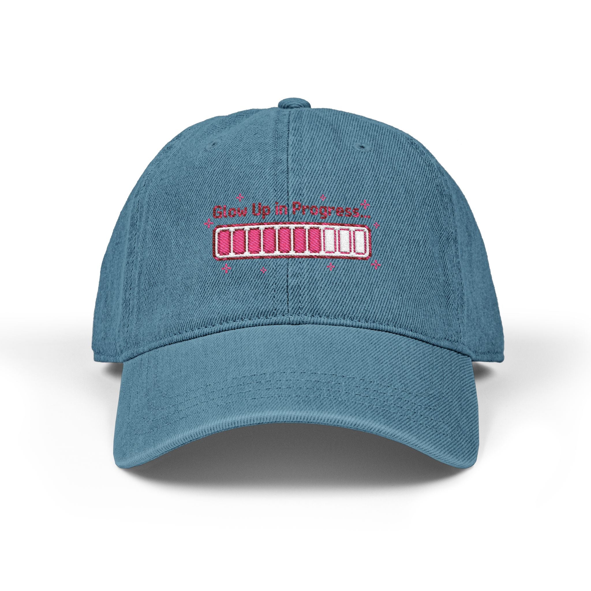 Y2K Glow Up In Progress — Demin Embroidered Baseball Cap