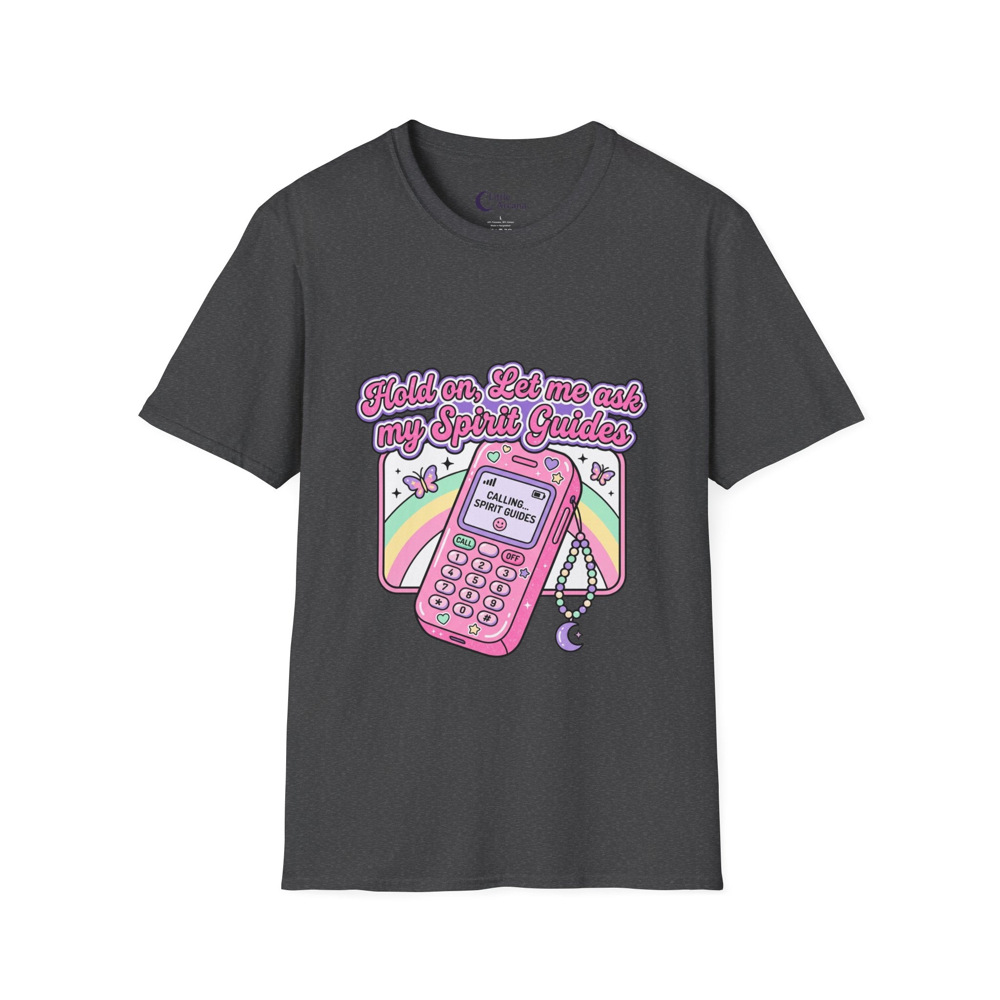 "Hold on, Let me ask my Spirit Guides" Retro Cell Phone Graphic — Unisex T‑Shirt