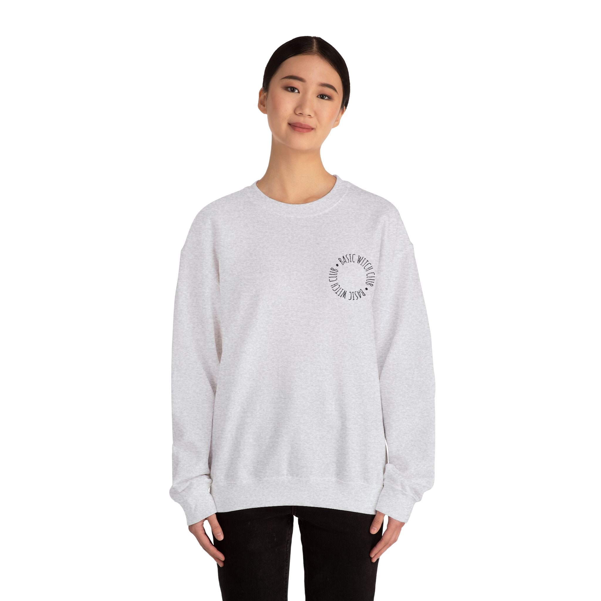 BASIC WITCH CLUB Embroidered Emblem — Crewneck Sweatshirt