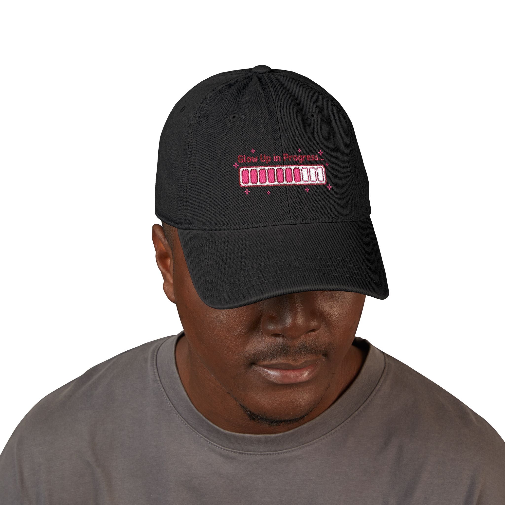 Y2K Glow Up In Progress — Demin Embroidered Baseball Cap
