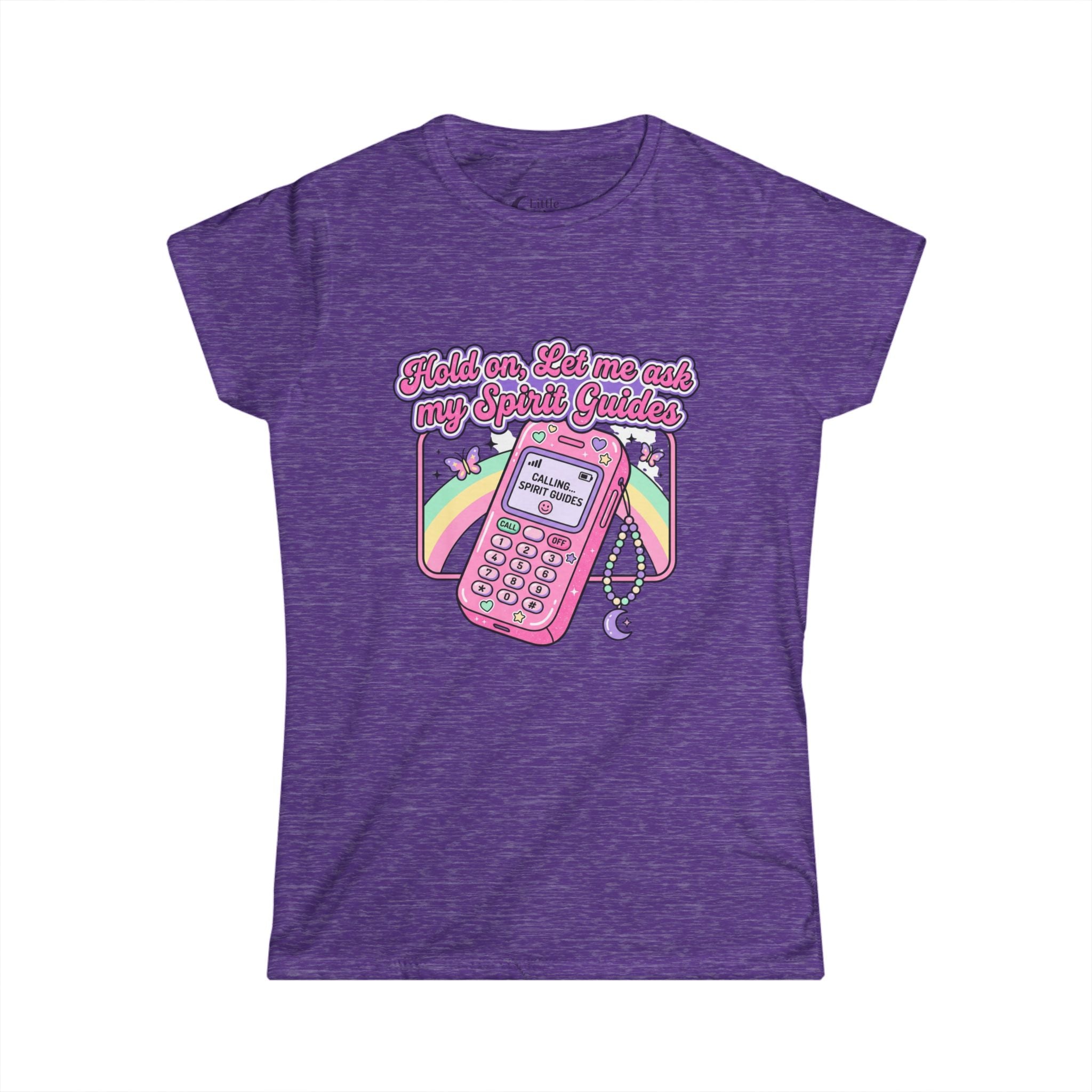 'Hold on, Let me ask my Spirit Guides' Cute Retro Phone Graphic Women's Tee
