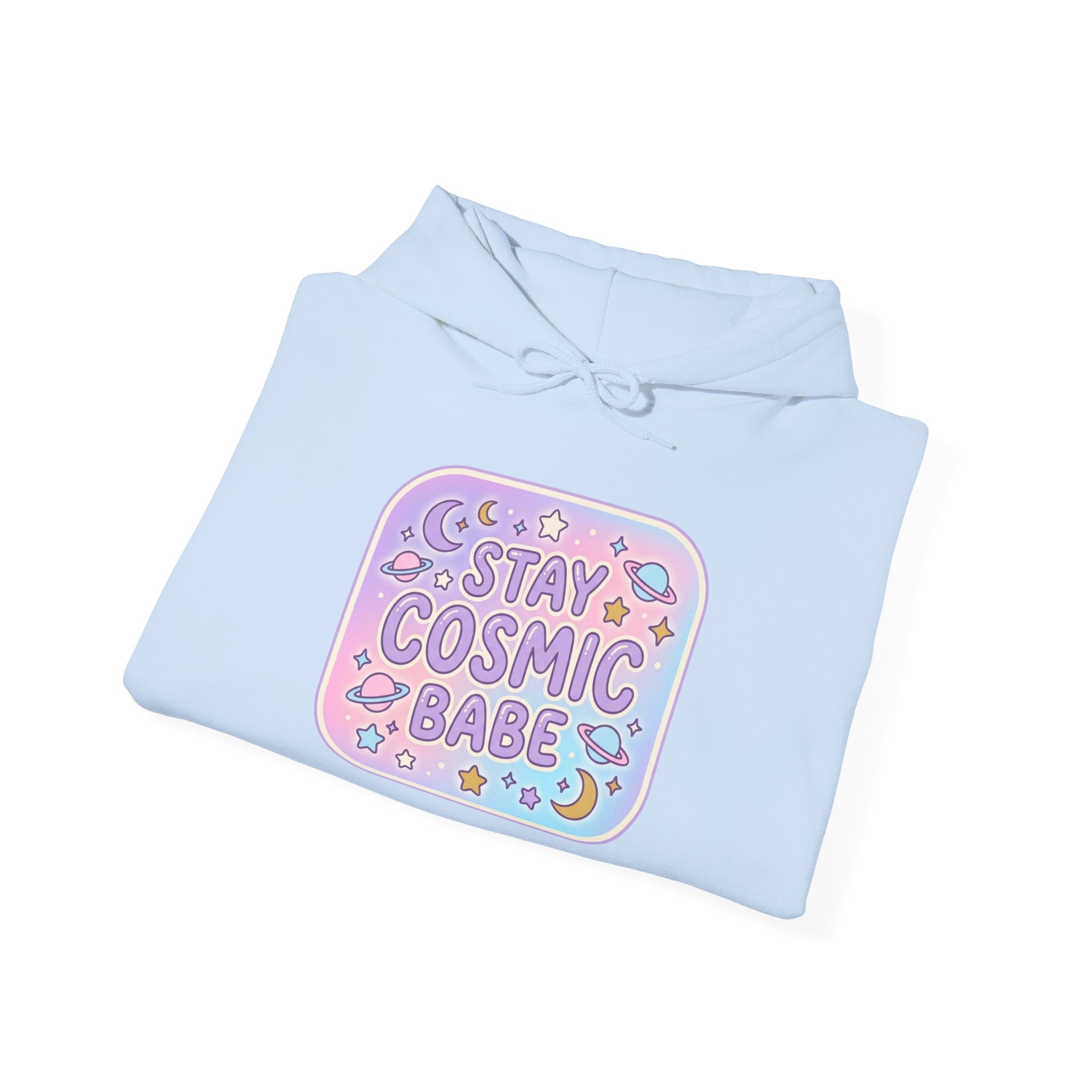 Hoodie — "Stay Cosmic Babe" Pastel Space Graphic Hoodie