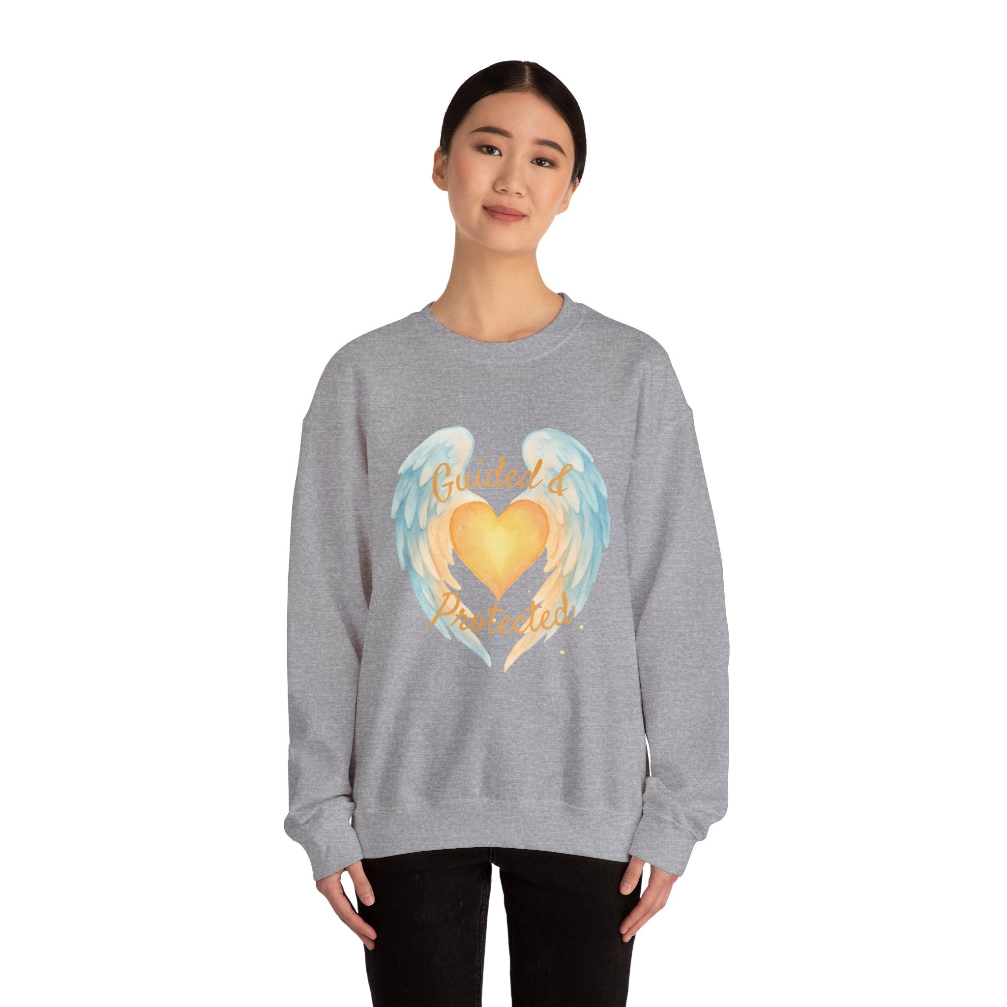 Angel Wing Heart Sweatshirt – "Guided & Protected" Spiritual Crewneck