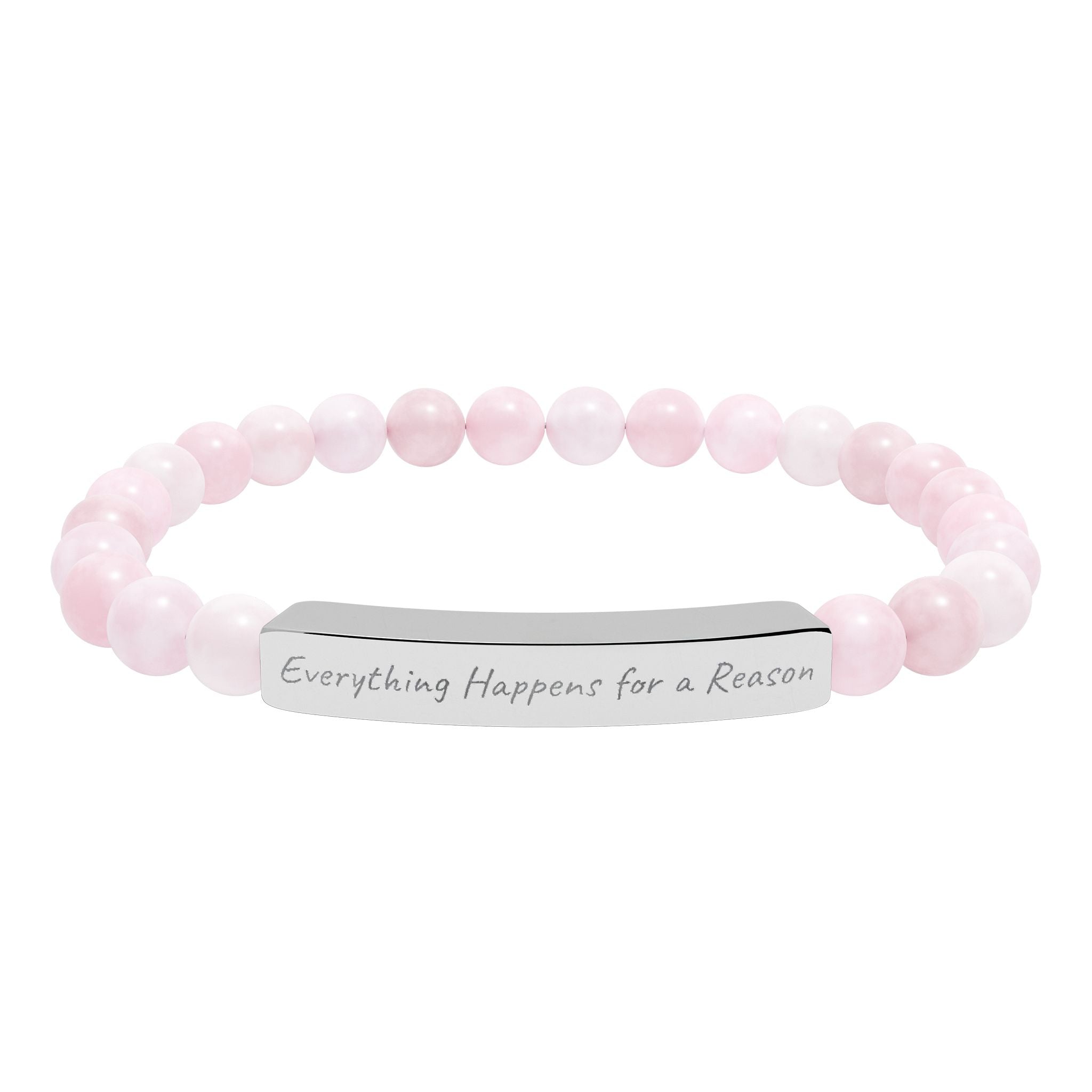 Everything Happens for a Reason —Engraved Natural Stone Stretch Bar Affirmation Bracelet