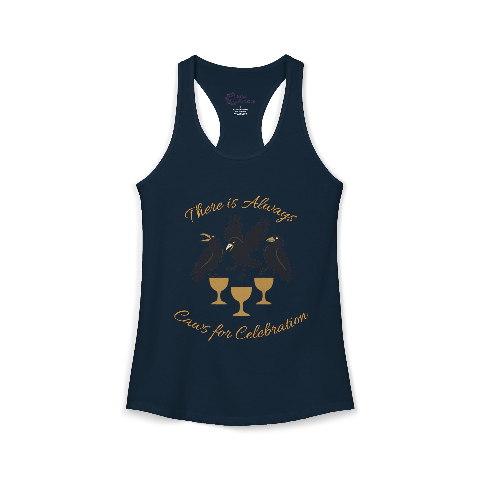 Raven Gathering Women's Racerback Tank — "There Is Always Caws for Celebration"