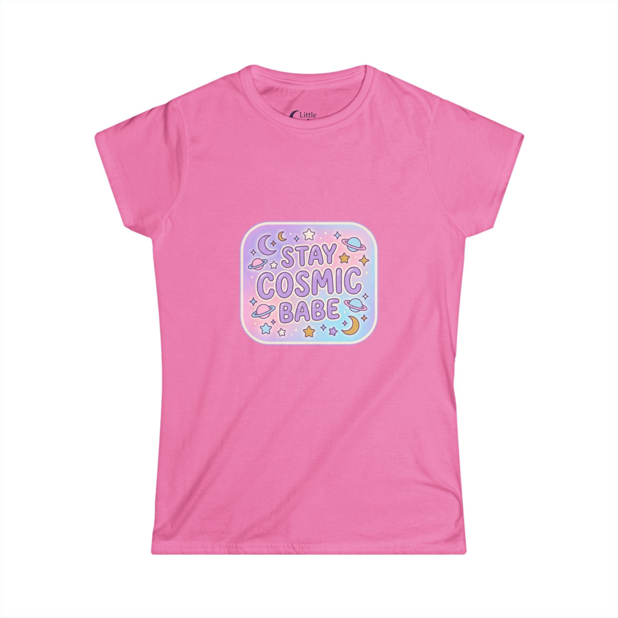 Stay Cosmic Babe Tee — Pastel Space Graphic T‑Shirt for Women