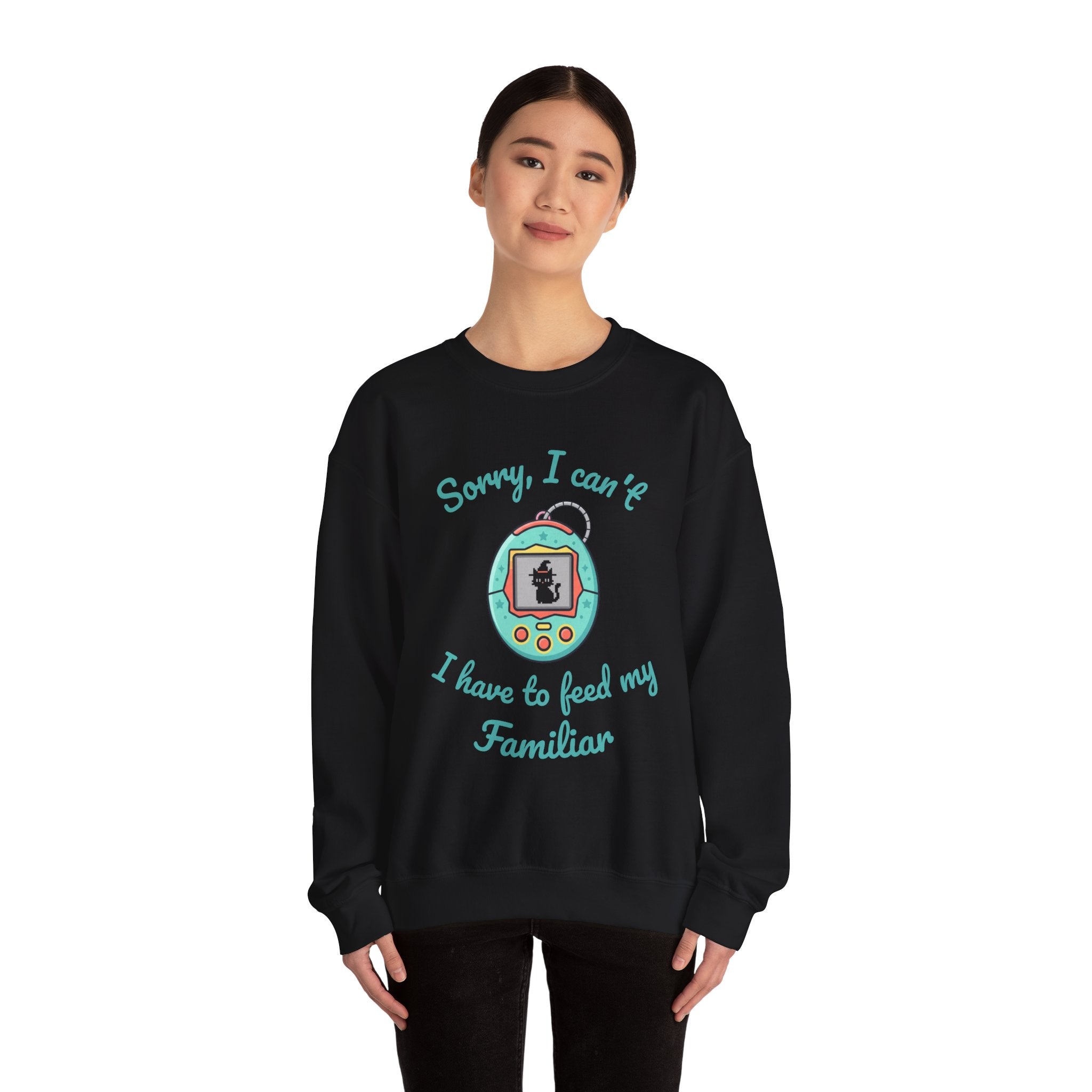 "Sorry I can't, I have to feed my familiar" cute retro virtual pet — Crewneck Sweatshirt