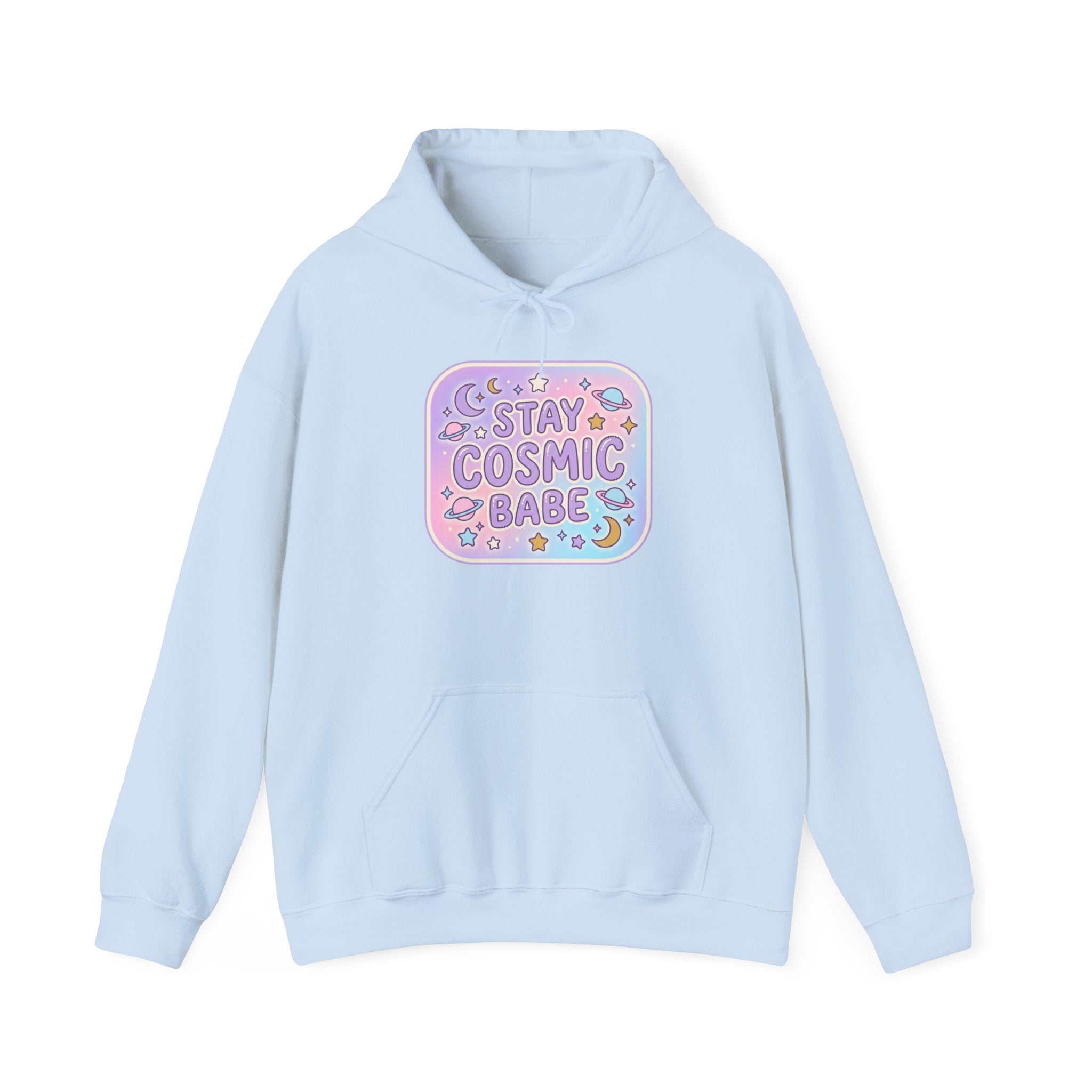 Hoodie — "Stay Cosmic Babe" Pastel Space Graphic Hoodie