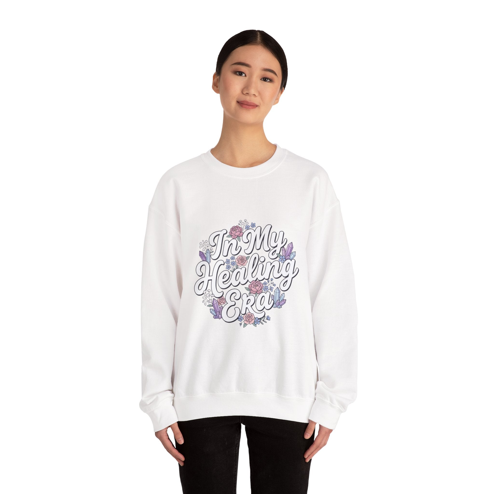 Crewneck Sweatshirt — "In My Healing Era" Floral Comfort Pullover