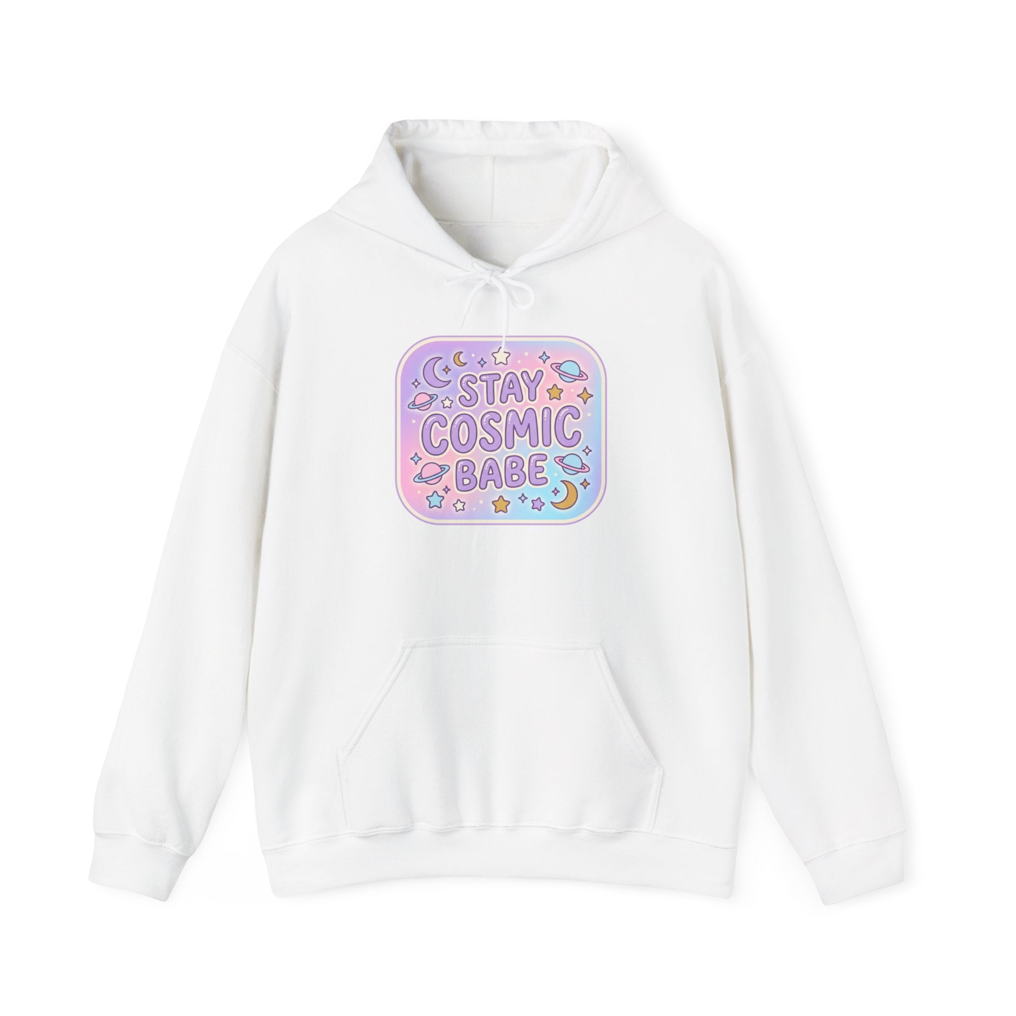 Hoodie — "Stay Cosmic Babe" Pastel Space Graphic Hoodie