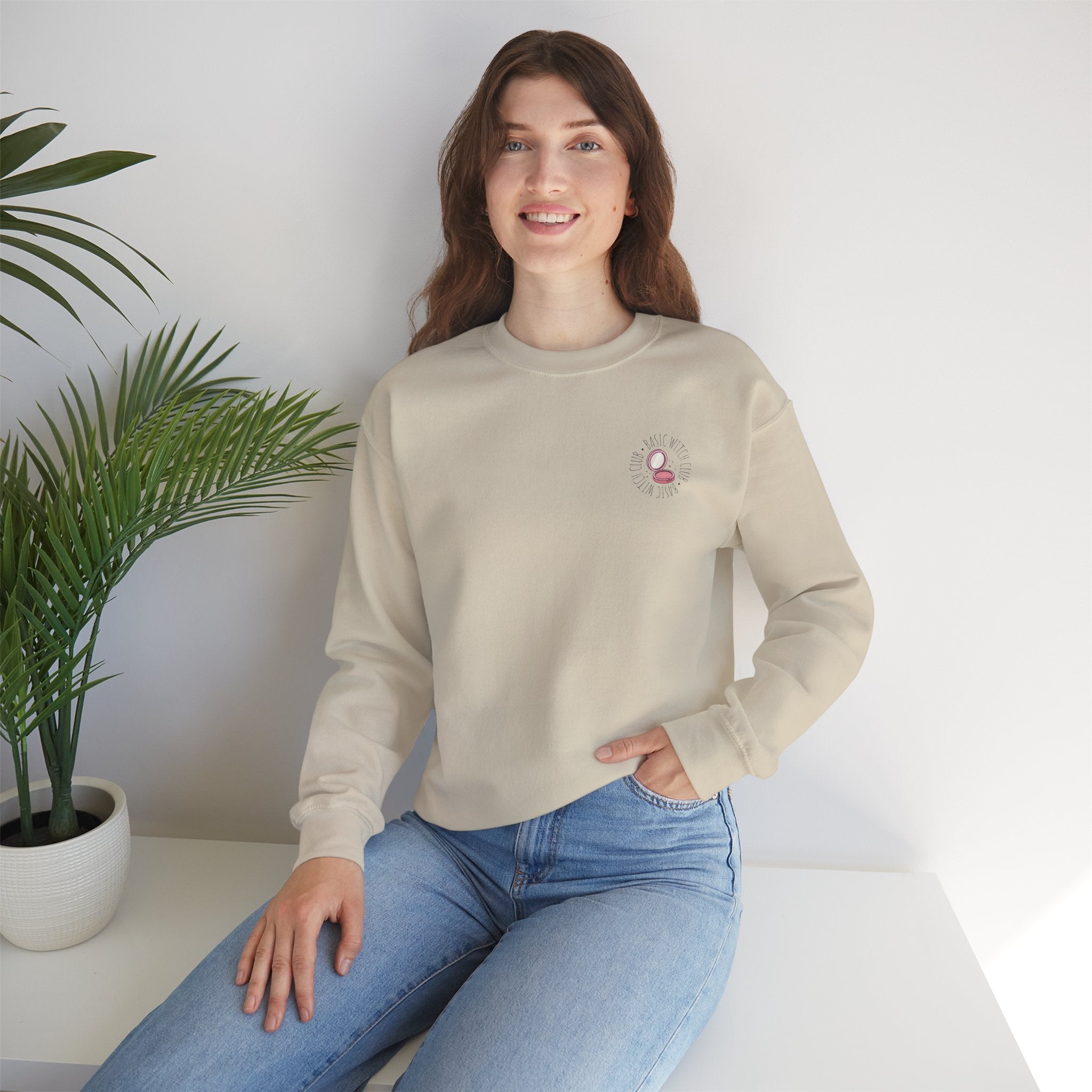 BASIC WITCH CLUB Compact Makeup Emblem — Crewneck Sweatshirt