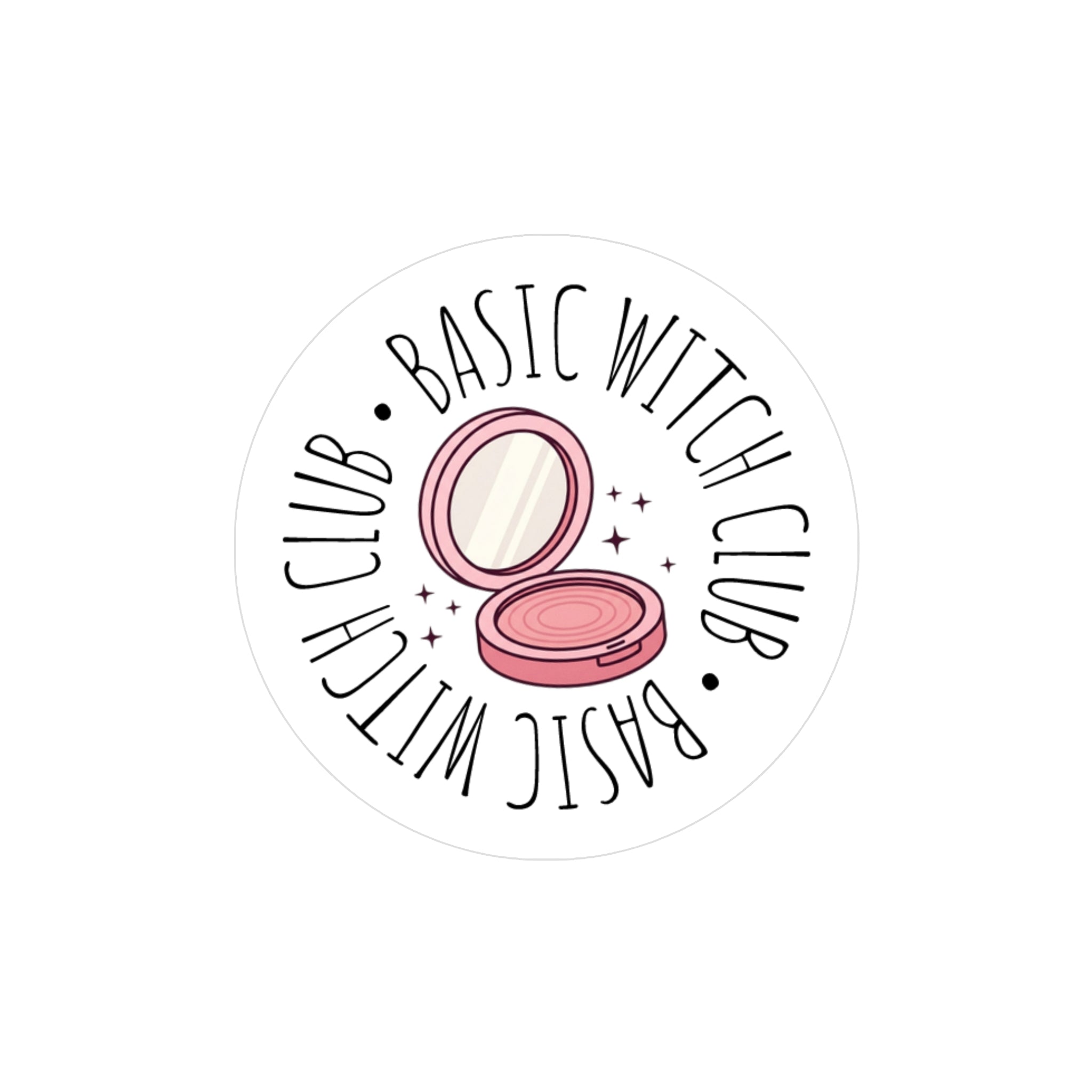 "BASIC WITCH CLUB" Kiss-Cut Vinyl Decal — Compact Mirror Emblem