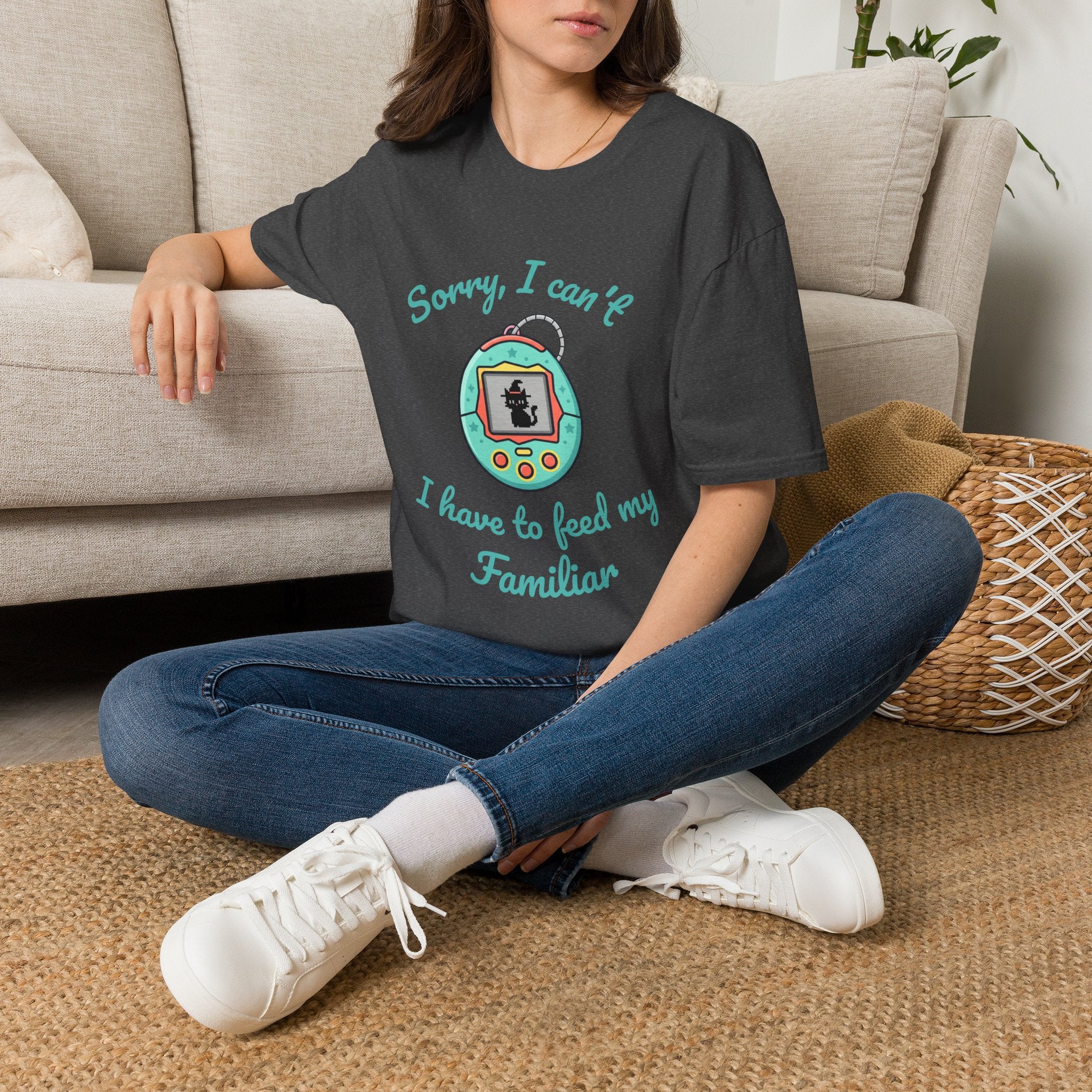 “Sorry, I Can’t I Have to Feed My Familiar” Cute Retro Virtual Pet — Unisex T-Shirt