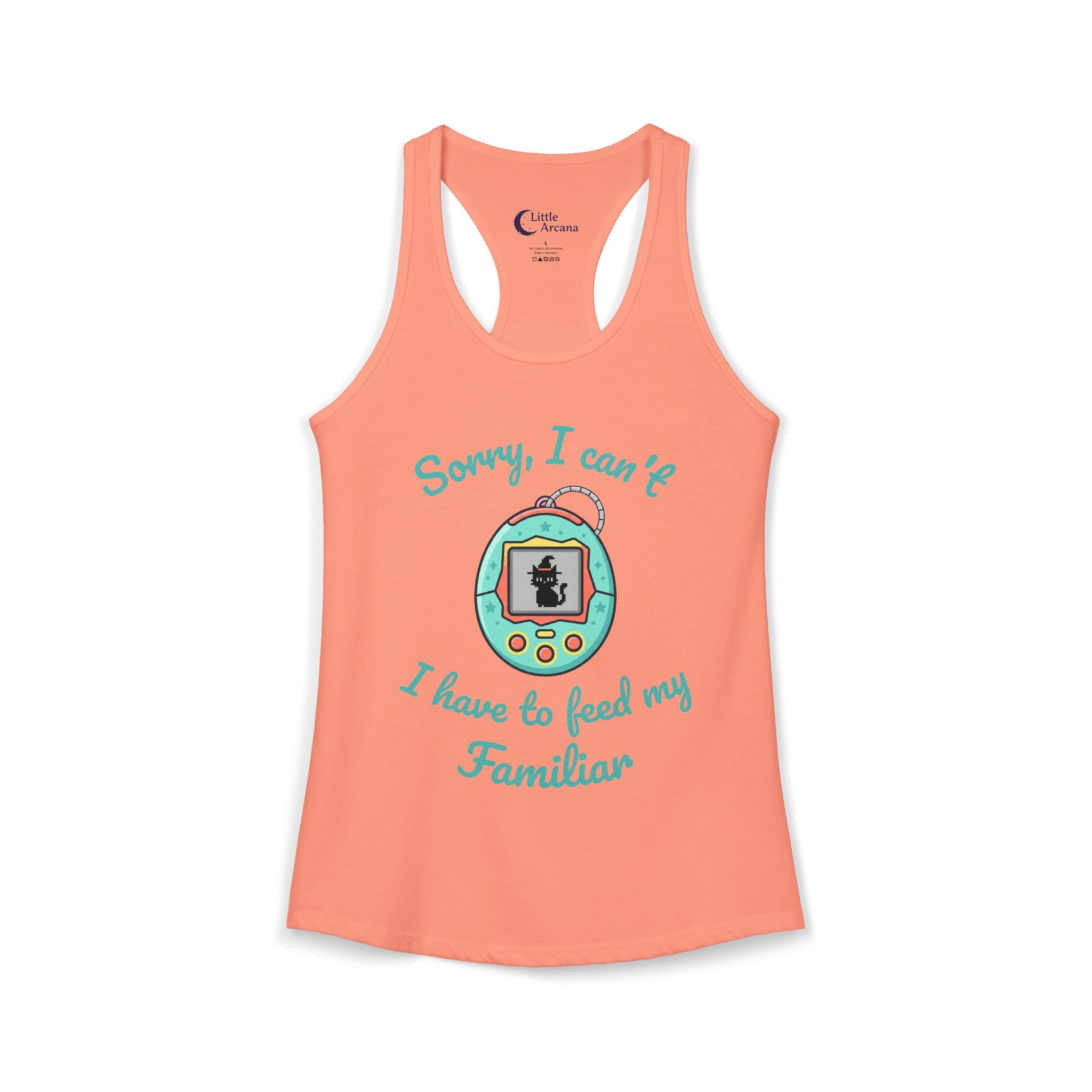 "Sorry I can't, I have to feed my familiar" cute retro virtual pet — Women's Racerback Tank