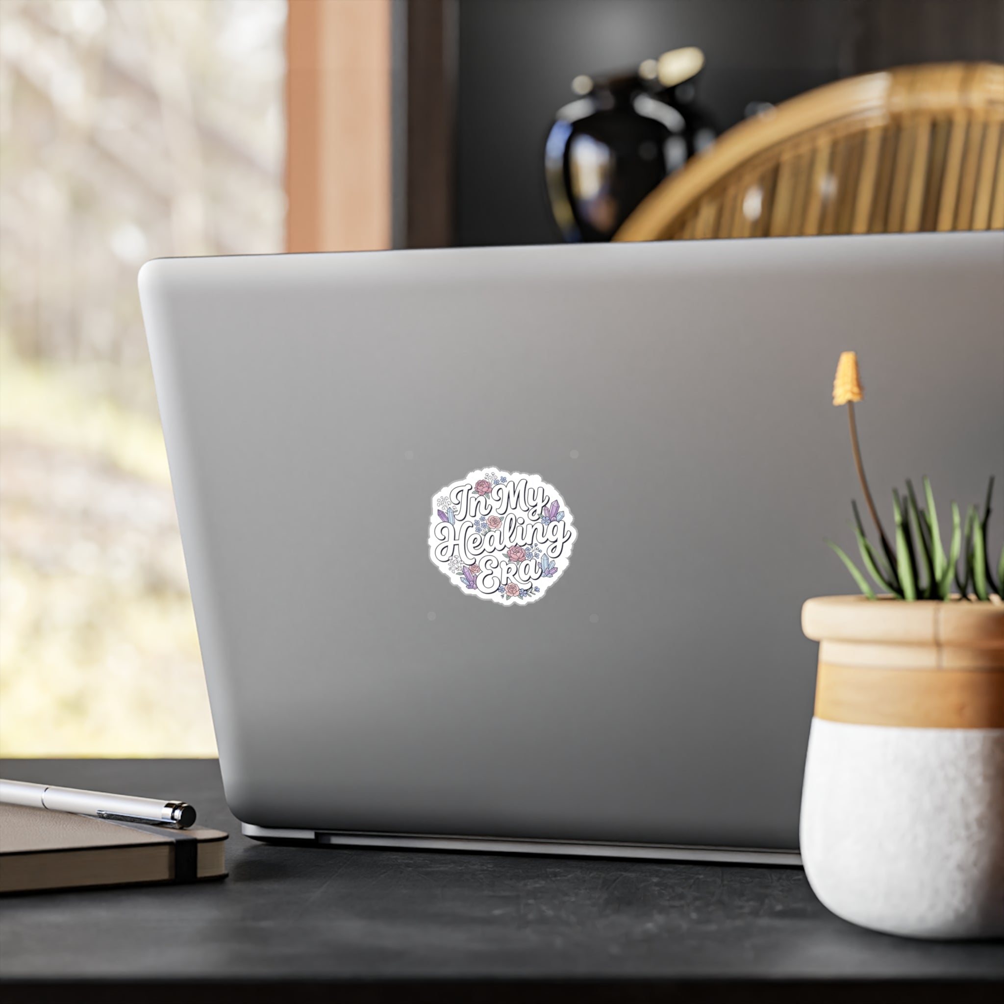 In My Healing Era Vinyl Sticker — Floral Crystal Kiss-Cut Decal