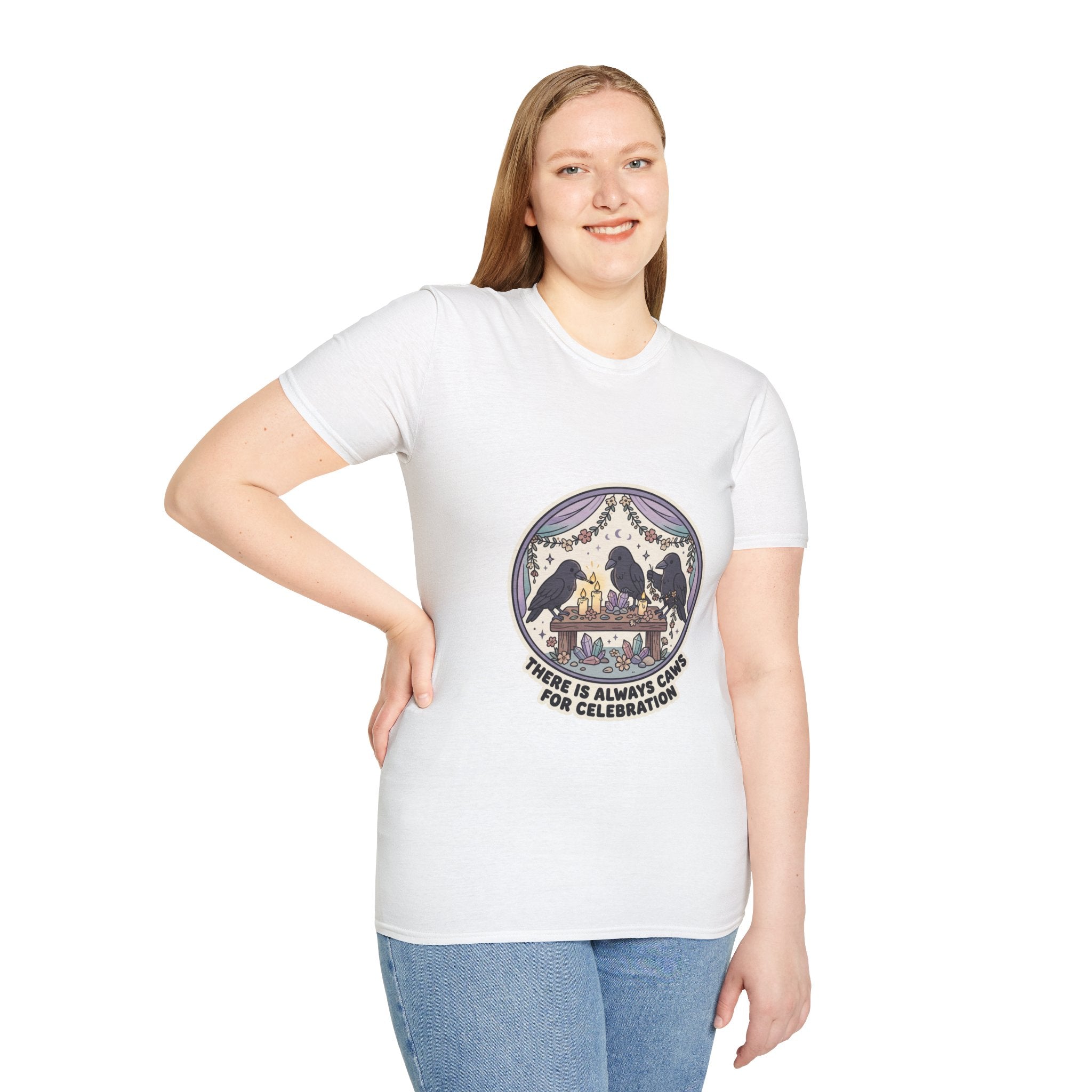 Raven Gathering Tee — "There Is Always Caws for Celebration" Unisex T-Shirt