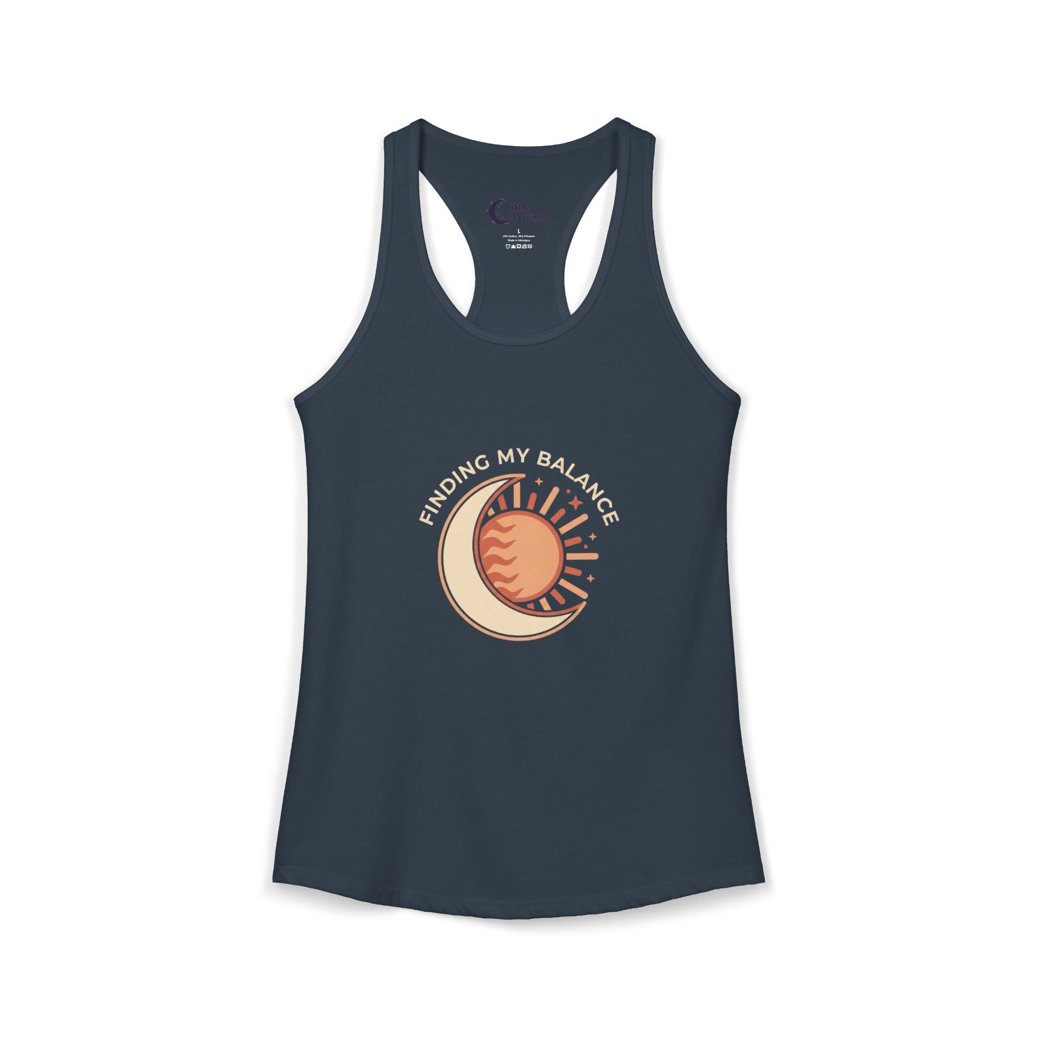 Sun & Moon Minimalist Women's Racerback Tank - "Finding my Balance"