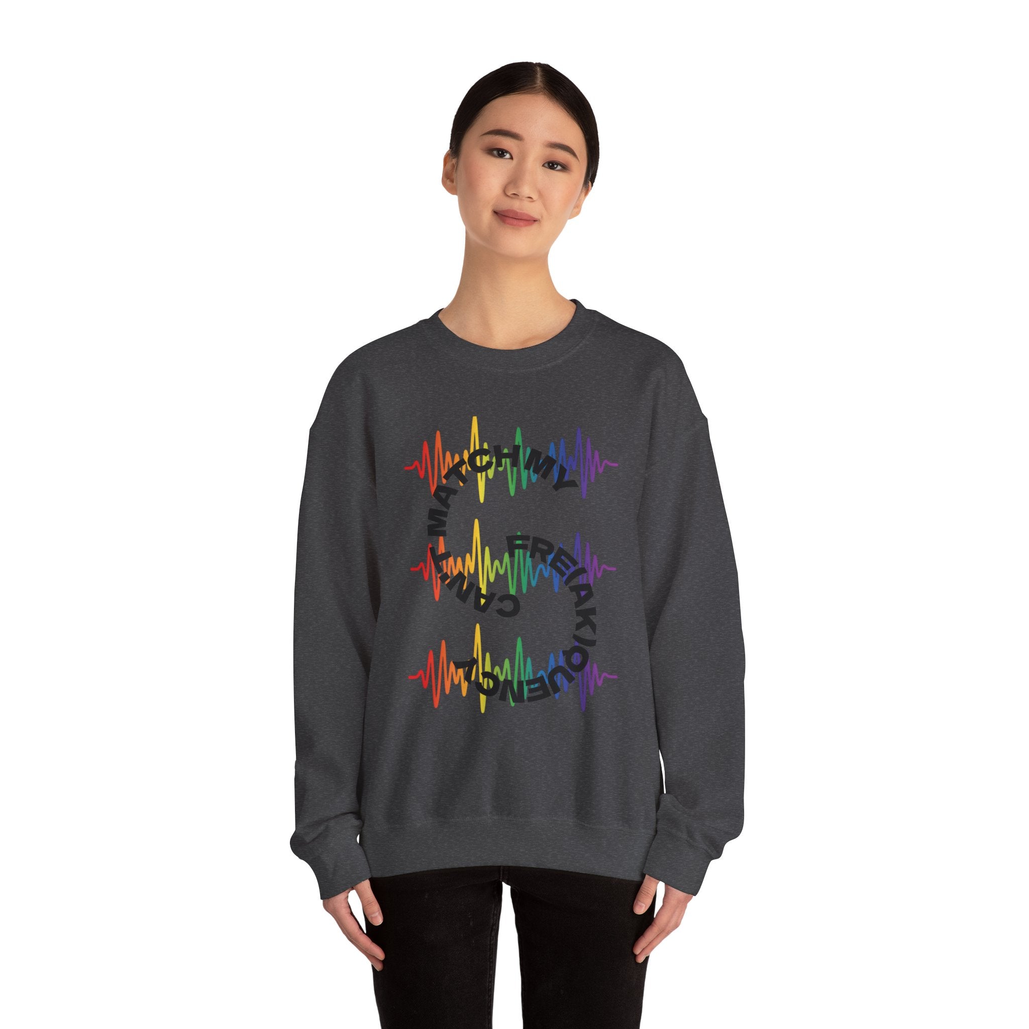 Rainbow Soundwave 'Can't Match  My Fre(ak)quency' Graphic — Crewneck Sweatshirt
