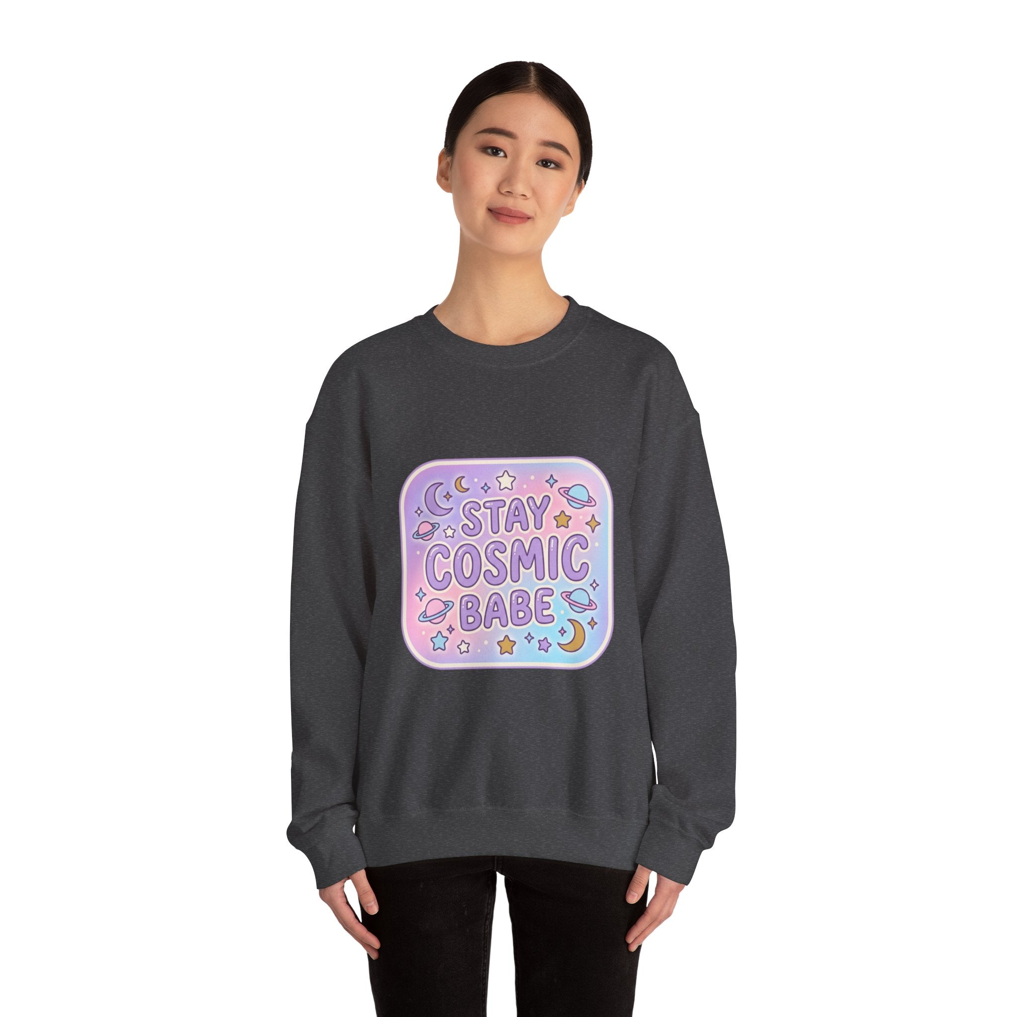 Stay Cosmic Babe Sweatshirt — Pastel Space Crewneck for Women & Teens