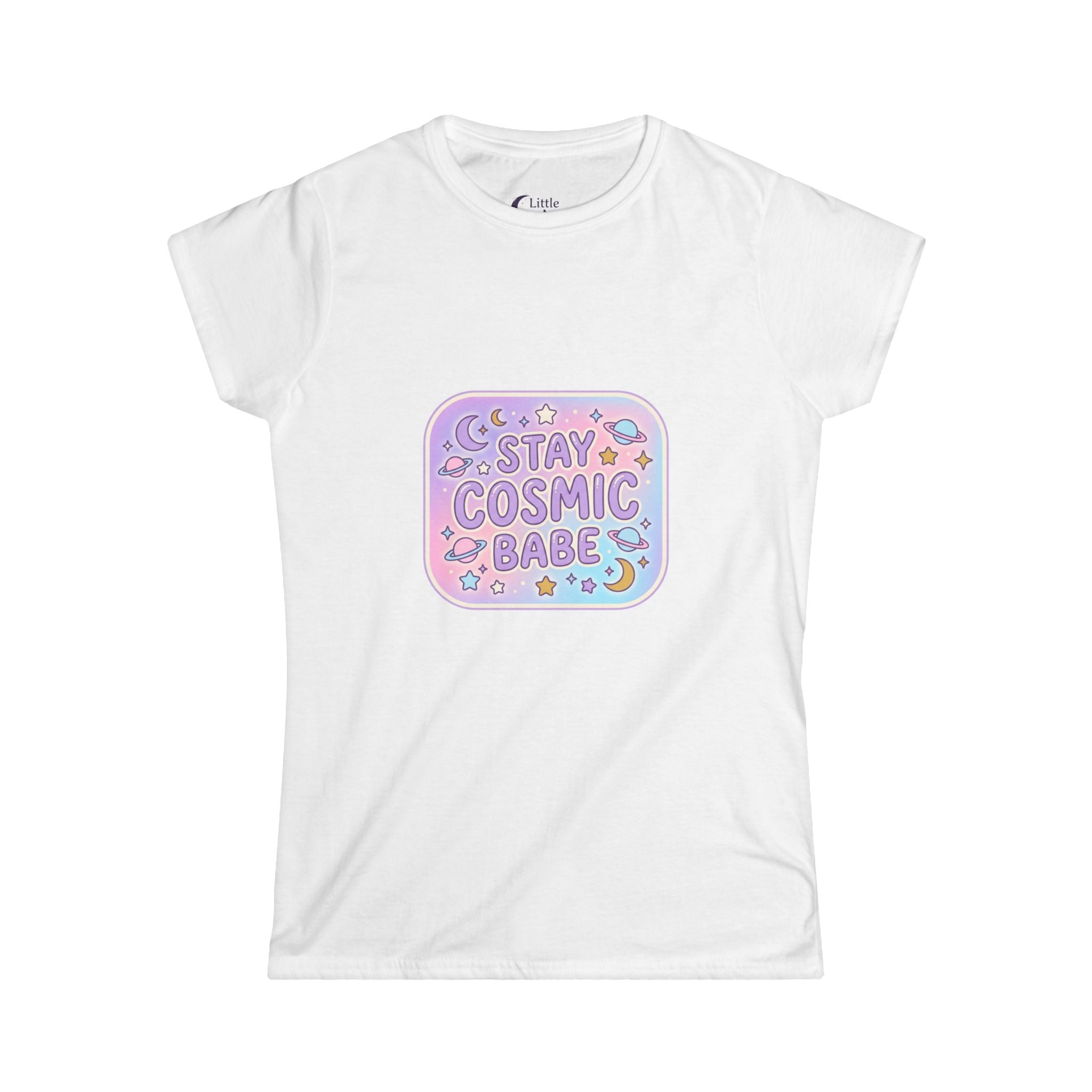 Stay Cosmic Babe Tee — Pastel Space Graphic T‑Shirt for Women