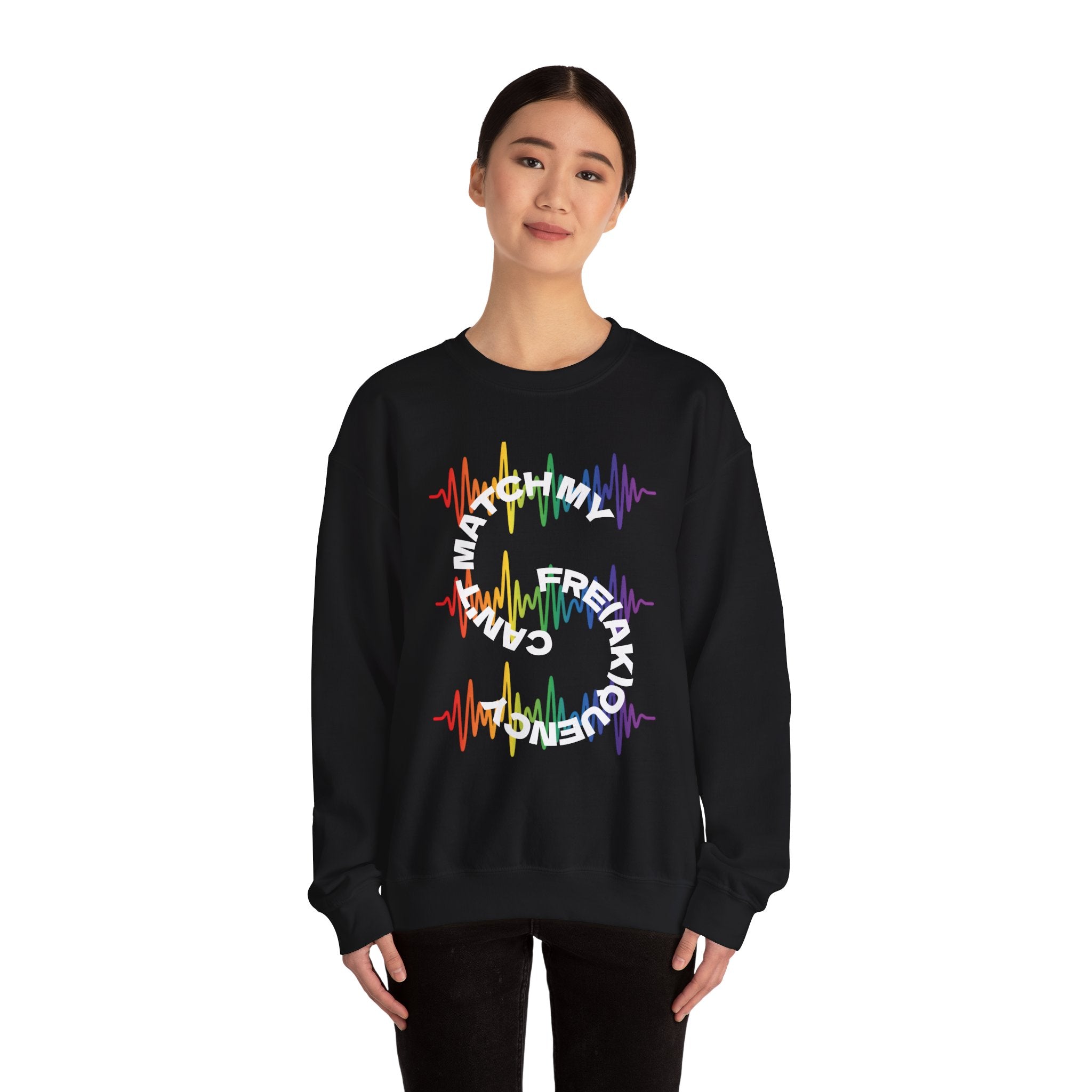 Rainbow Soundwave 'Can't Match  My Fre(ak)quency' Graphic — Crewneck Sweatshirt