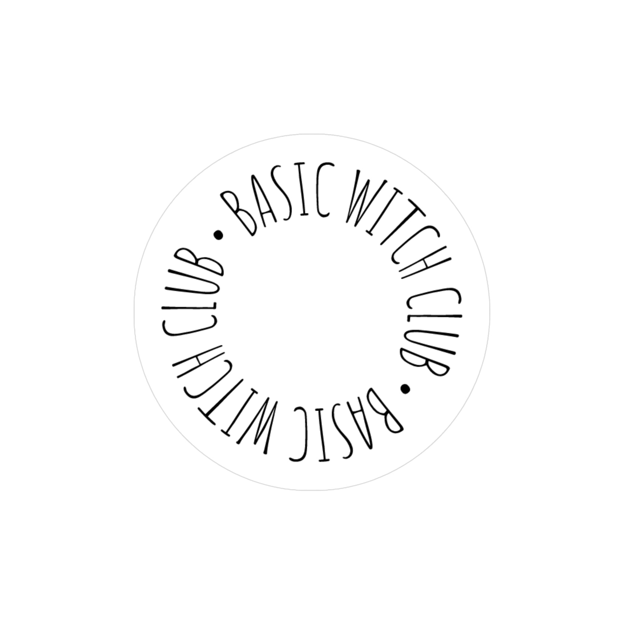 "BASIC WITCH CLUB"  Kiss-Cut Vinyl Decal — White Circular Emblem