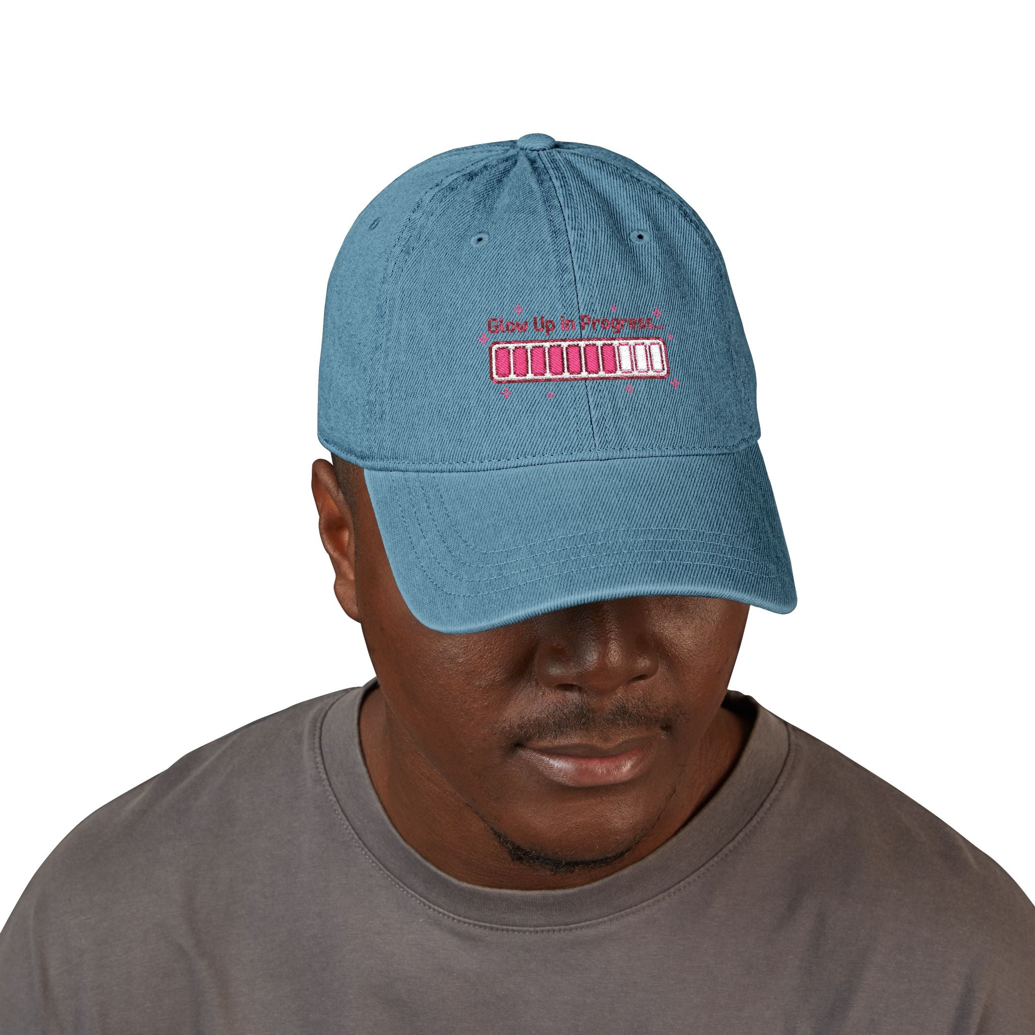 Y2K Glow Up In Progress — Demin Embroidered Baseball Cap