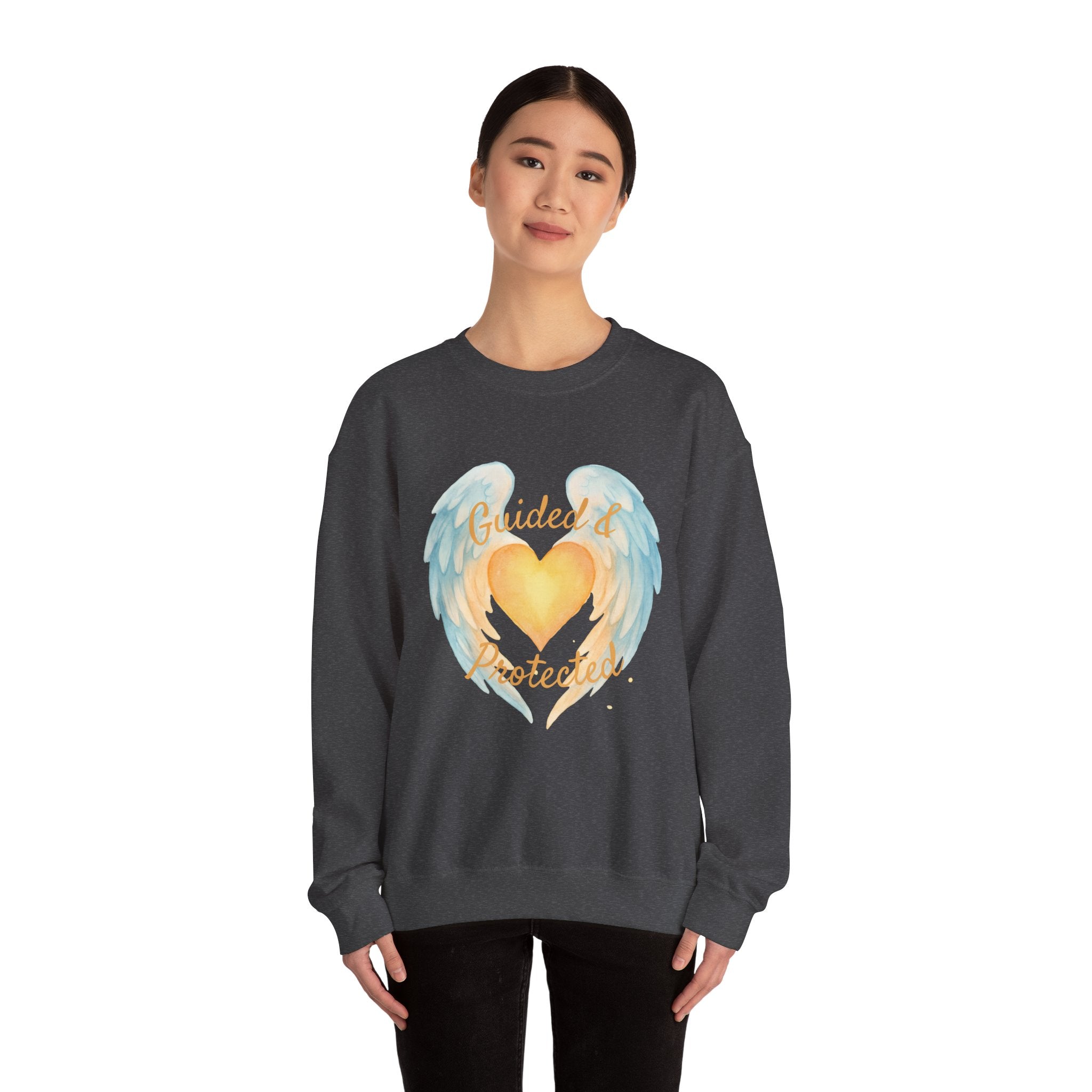 Angel Wing Heart Sweatshirt – "Guided & Protected" Spiritual Crewneck