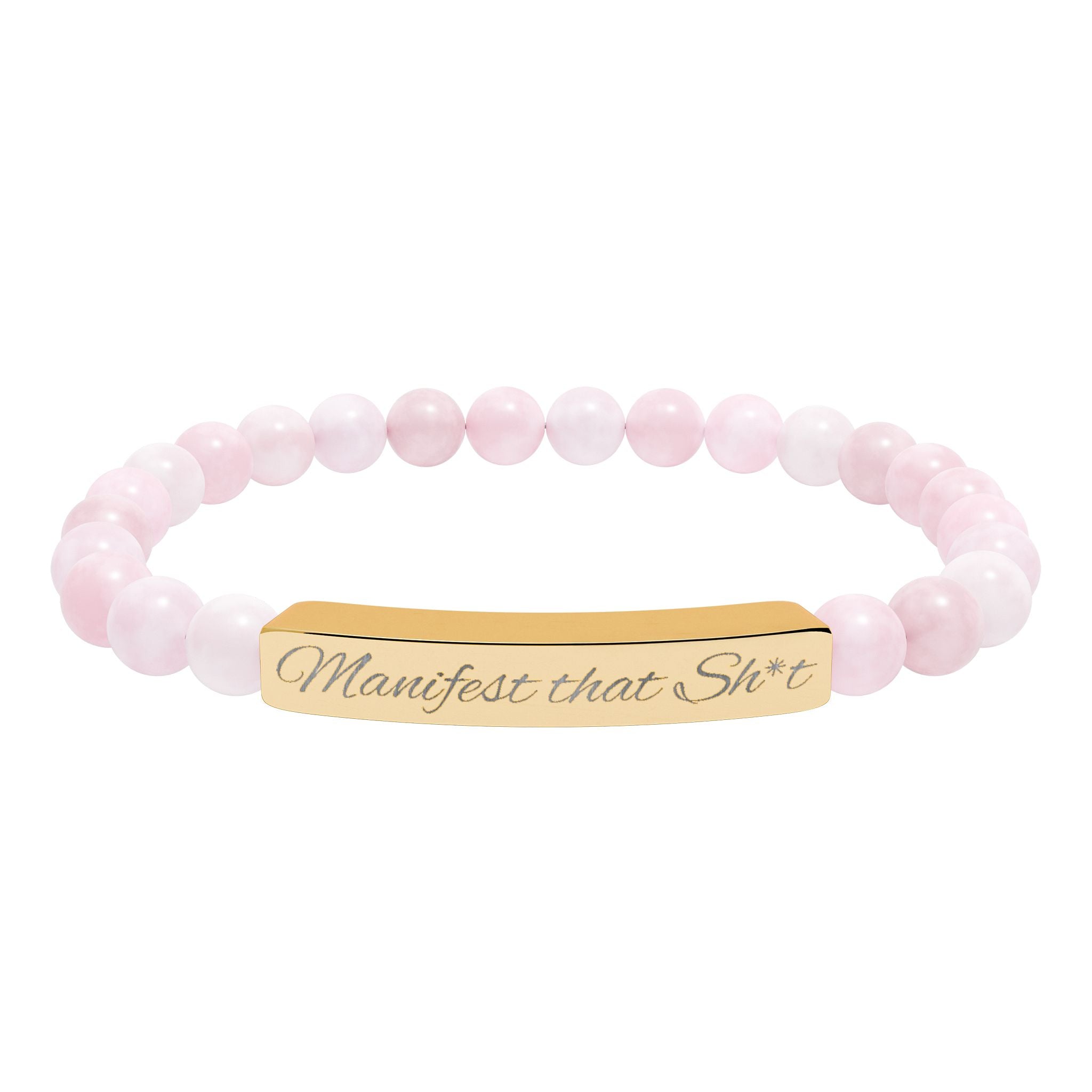 Manifest that Sh*t  —Engraved Natural Stone Stretch Bar Affirmation Bracelet