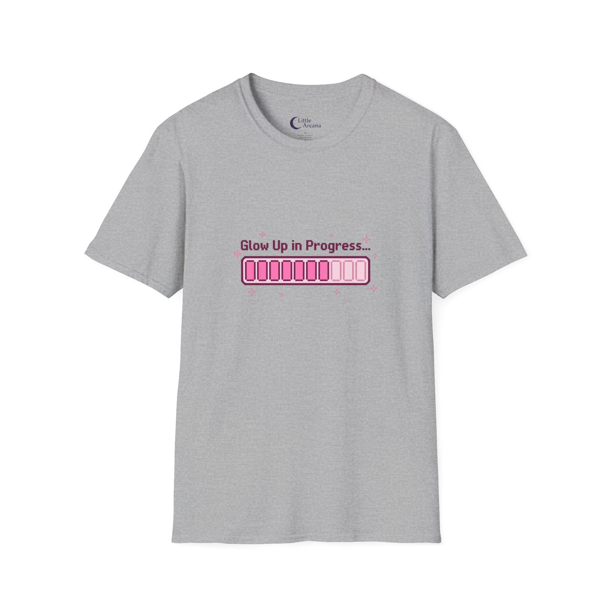 "Glow Up In Progress" Pink Loading Bar — Unisex T-Shirt