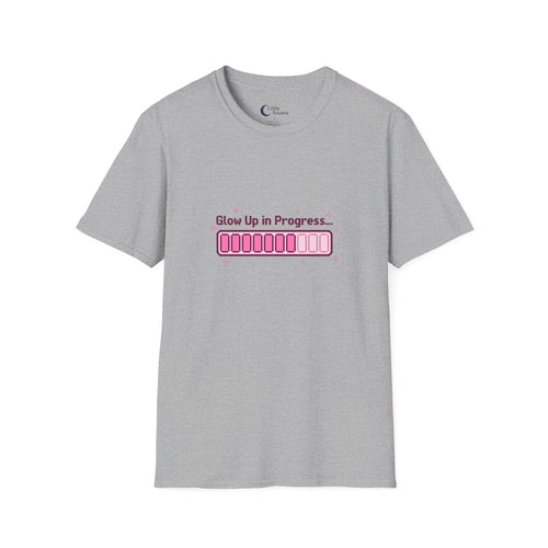 "Glow Up In Progress" Pink Loading Bar — Unisex T-Shirt