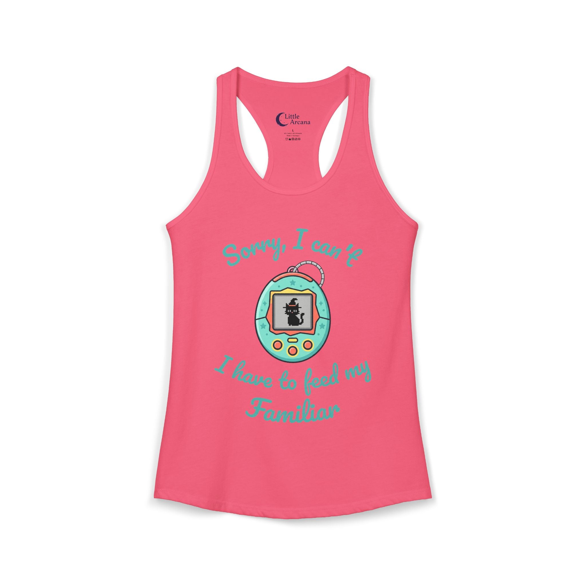 "Sorry I can't, I have to feed my familiar" cute retro virtual pet — Women's Racerback Tank