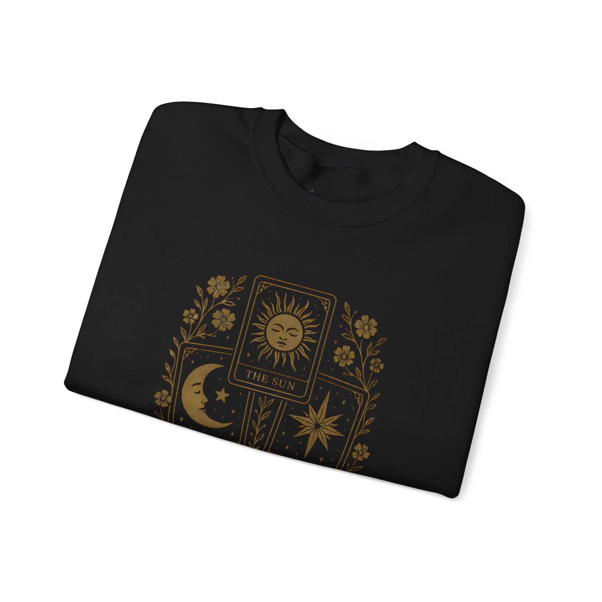 Aligned by the Cosmos Crewneck Sweatshirt — Celestial Moon & Sun Graphic