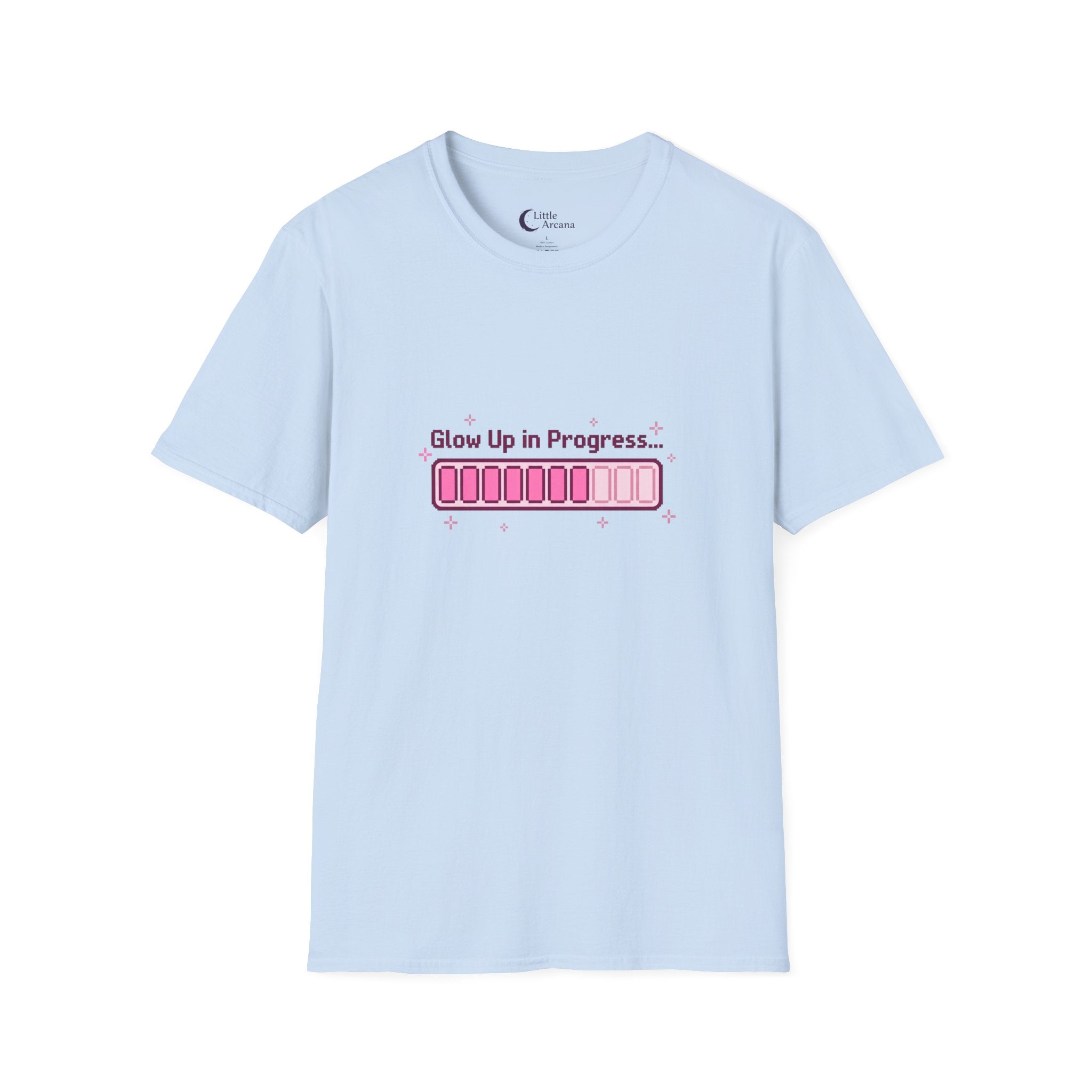 "Glow Up In Progress" Pink Loading Bar — Unisex T-Shirt
