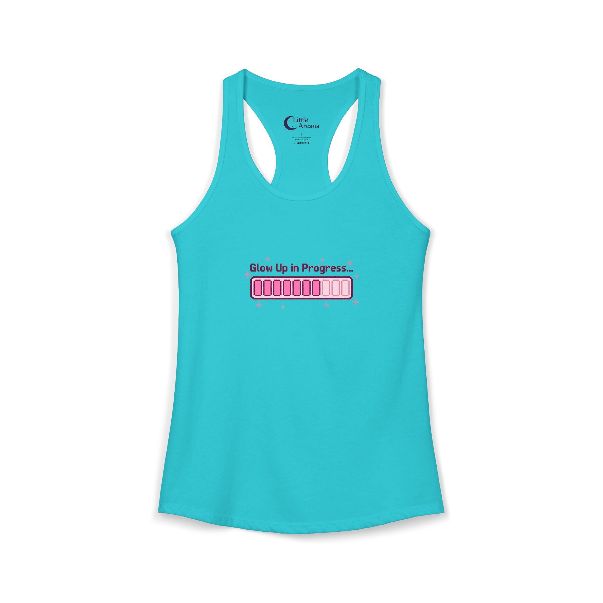 "Glow Up in Progress" Pink Loading Bar — Women's Ideal Racerback Tank