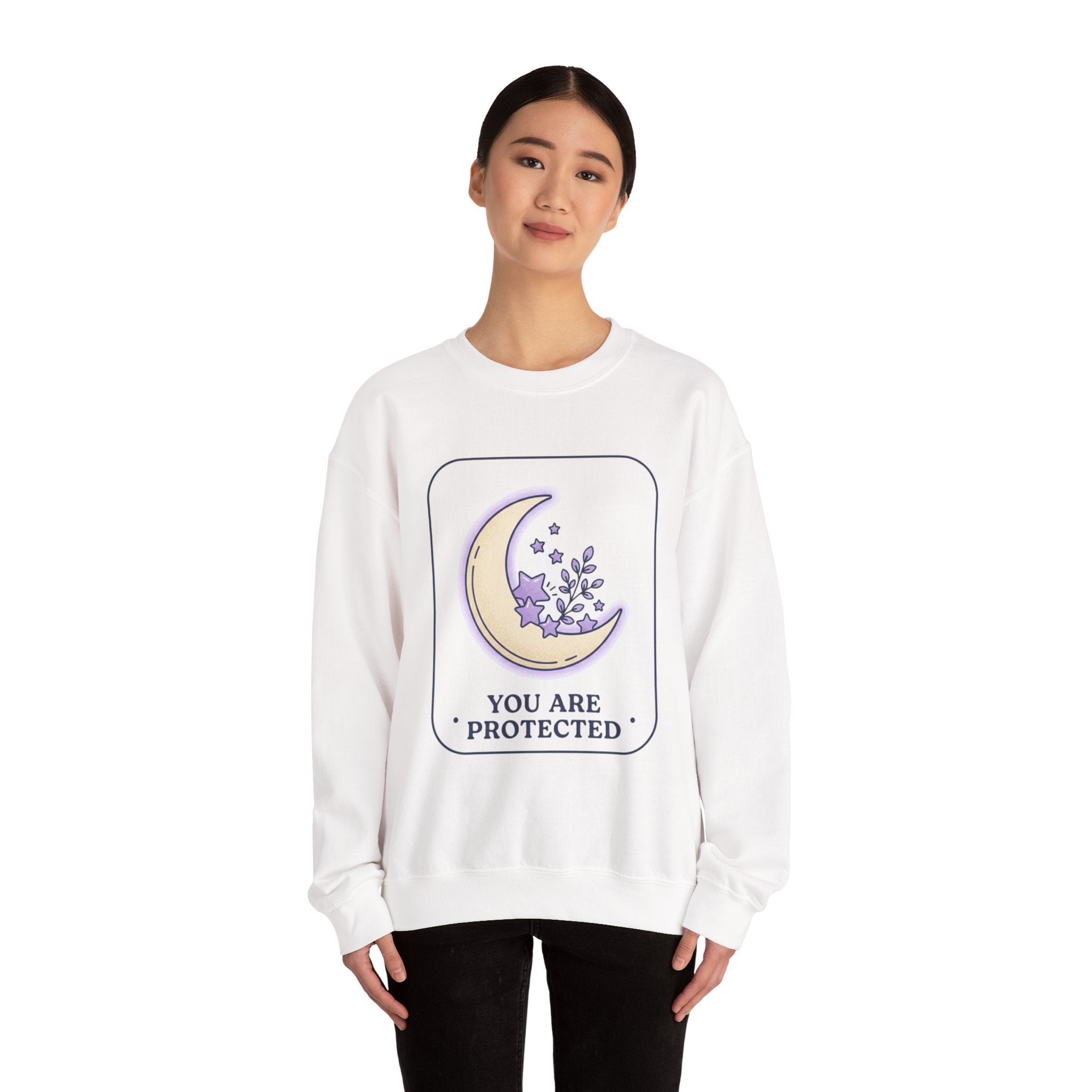 Crewneck Sweatshirt — "You Are Protected" Moon & Stars Comfort Pullover